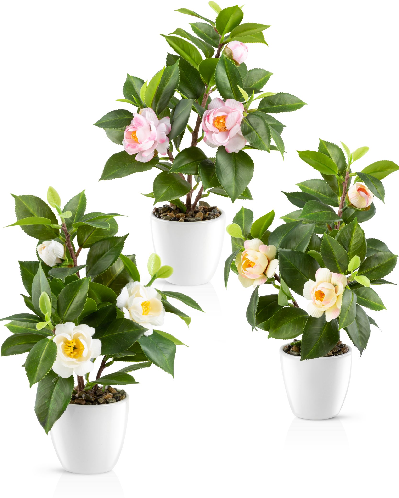 Kunstblume Kunstblumen im Topf, Künstliche Blumen wie echt, Deko Blumen Geranie, Kamelie, Orchidee, Azalee, Veilchen, PASCH, Hochwertiger Keramiktopf