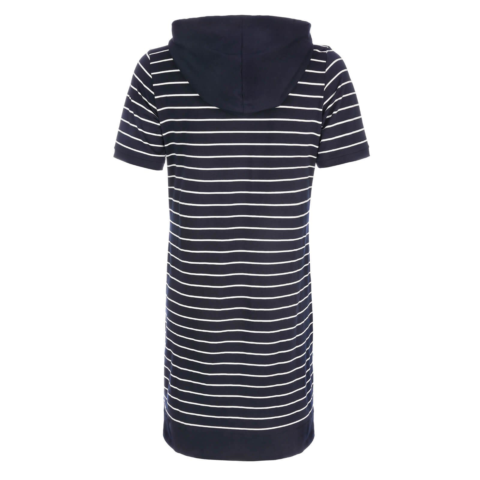 modAS Sweatkleid Damen Kleid 46613 Streifen-Design mit Kapuze - Kapuzen-Kleid Kurzarm Doppellagige Kapuze mit Flachkordel, Ärmelbündchen, Geschlitzter Saum – Bild 3 von 5