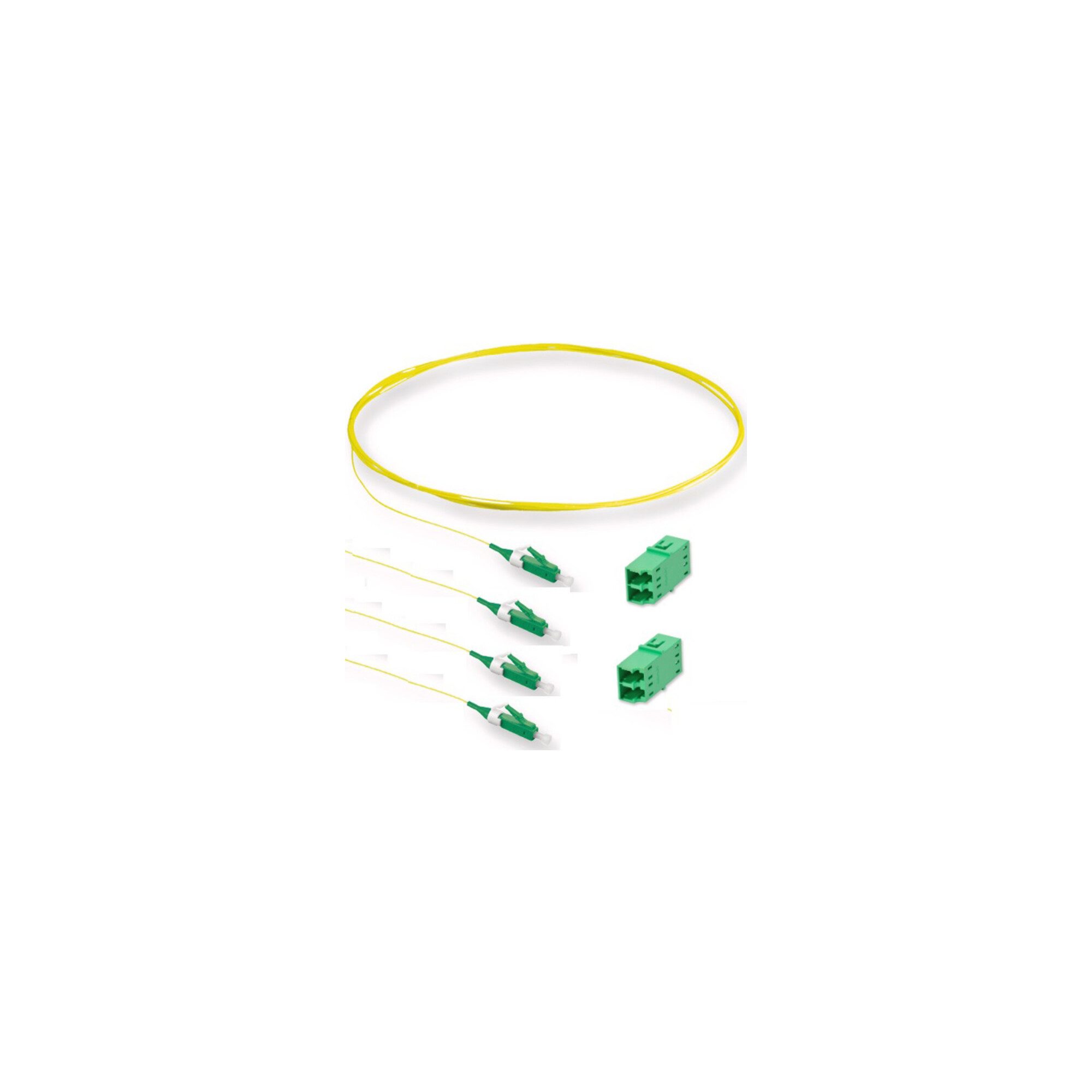 Corning Teleskop-Vollauszug Corning Pigtail + Kupplung SET LCAPC 4/2Duplex BAT-PSY-22RT