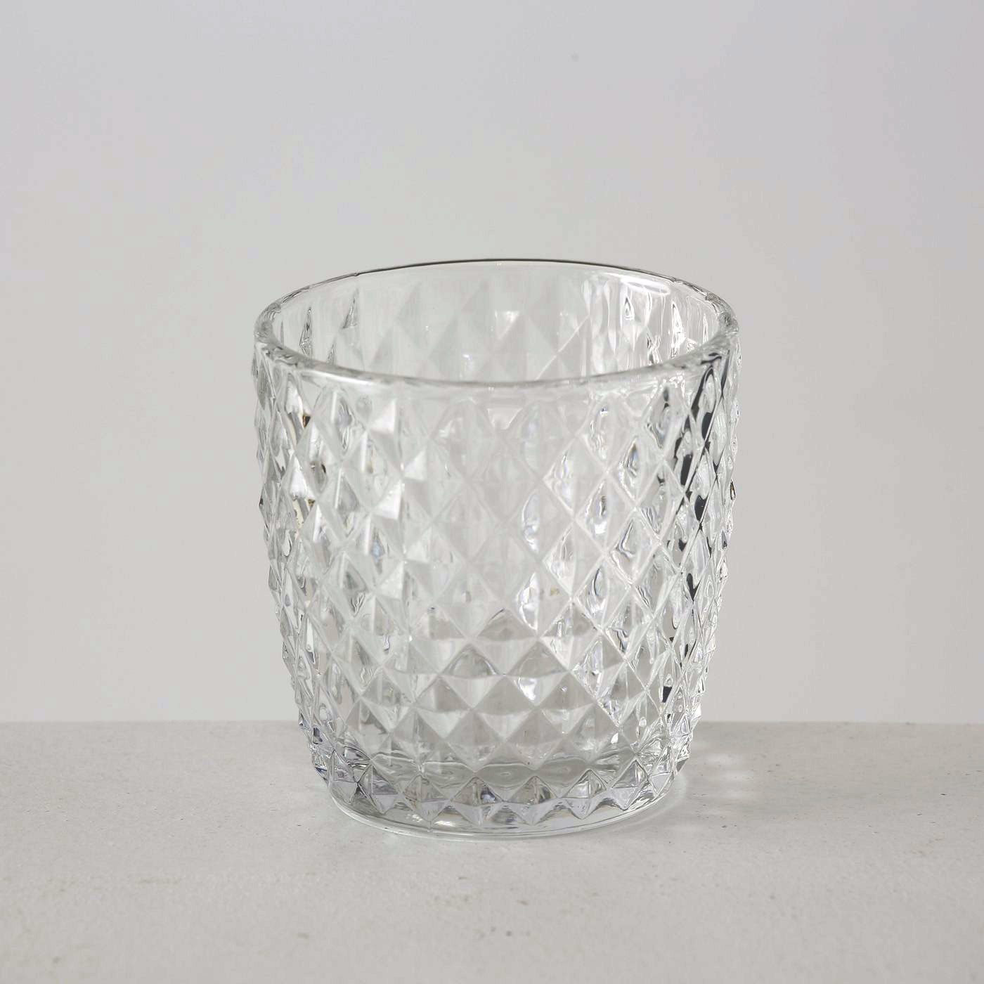 LS-LebenStil Teelichthalter 4´er Set Teelichtgläser Retro Weiß Klar 7cm Glas Windlicht (4´er Set Kristall Ornament Windlicht für Teelichter, 4 St., Halter Kerze – Bild 5 von 5