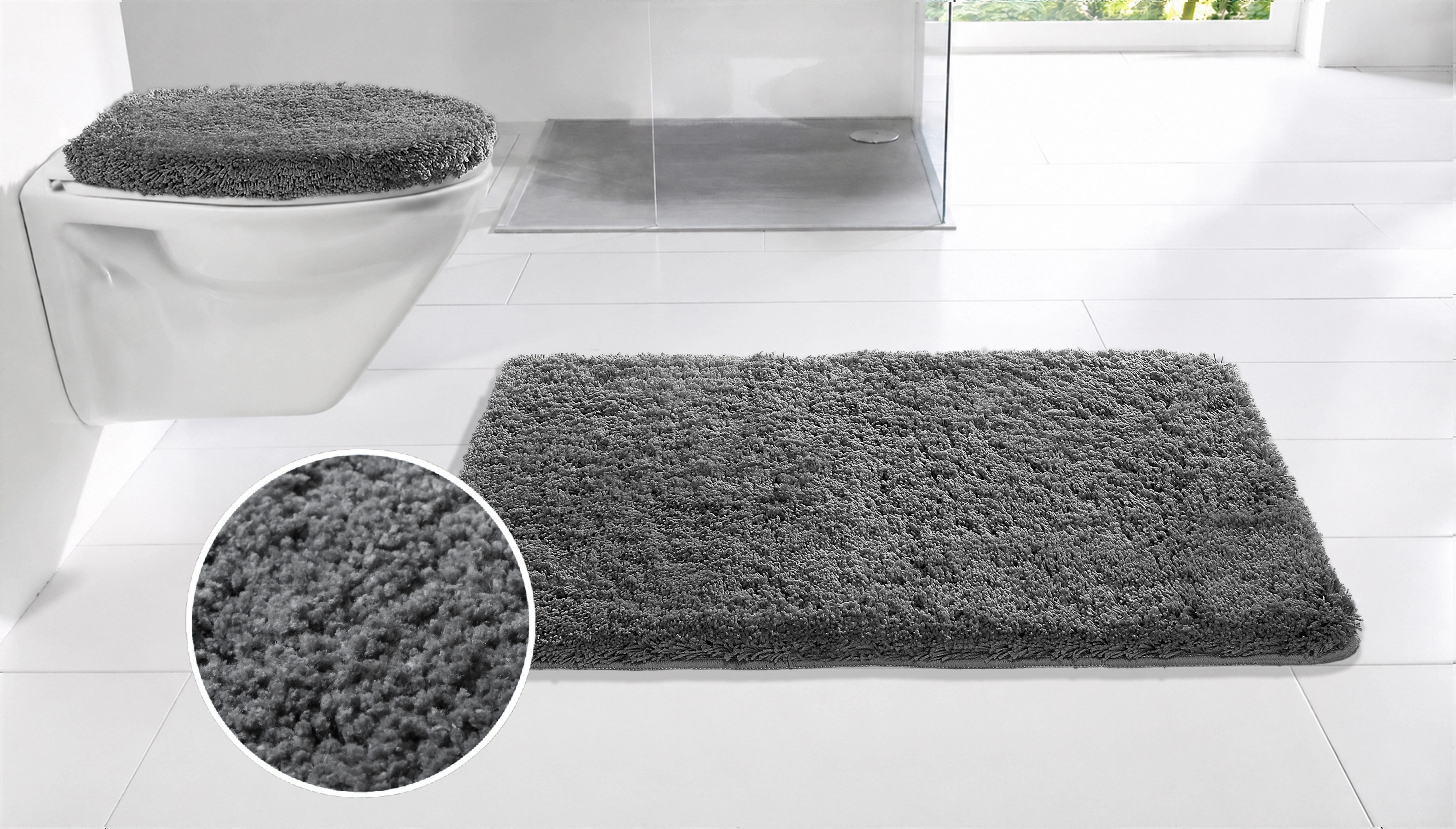 OTTO home Badematte Sanremo, Standard & Premium, 30mm oder 35mm, sehr weich, rutschhemmend beschichtet, schnell trocknend, fußbodenheizungsgeeignet, Polyester, rechteckig, Badteppich, unifarben, rechteckig, rund & als 3-tlg. Set erhältlich