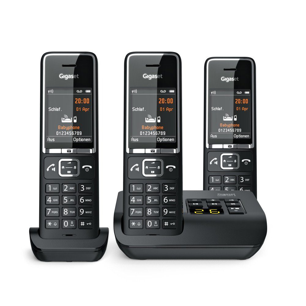 Gigaset COMFORT 550A Trio schwarz Schnurloses Telefon Schnurloses DECT-Telefon