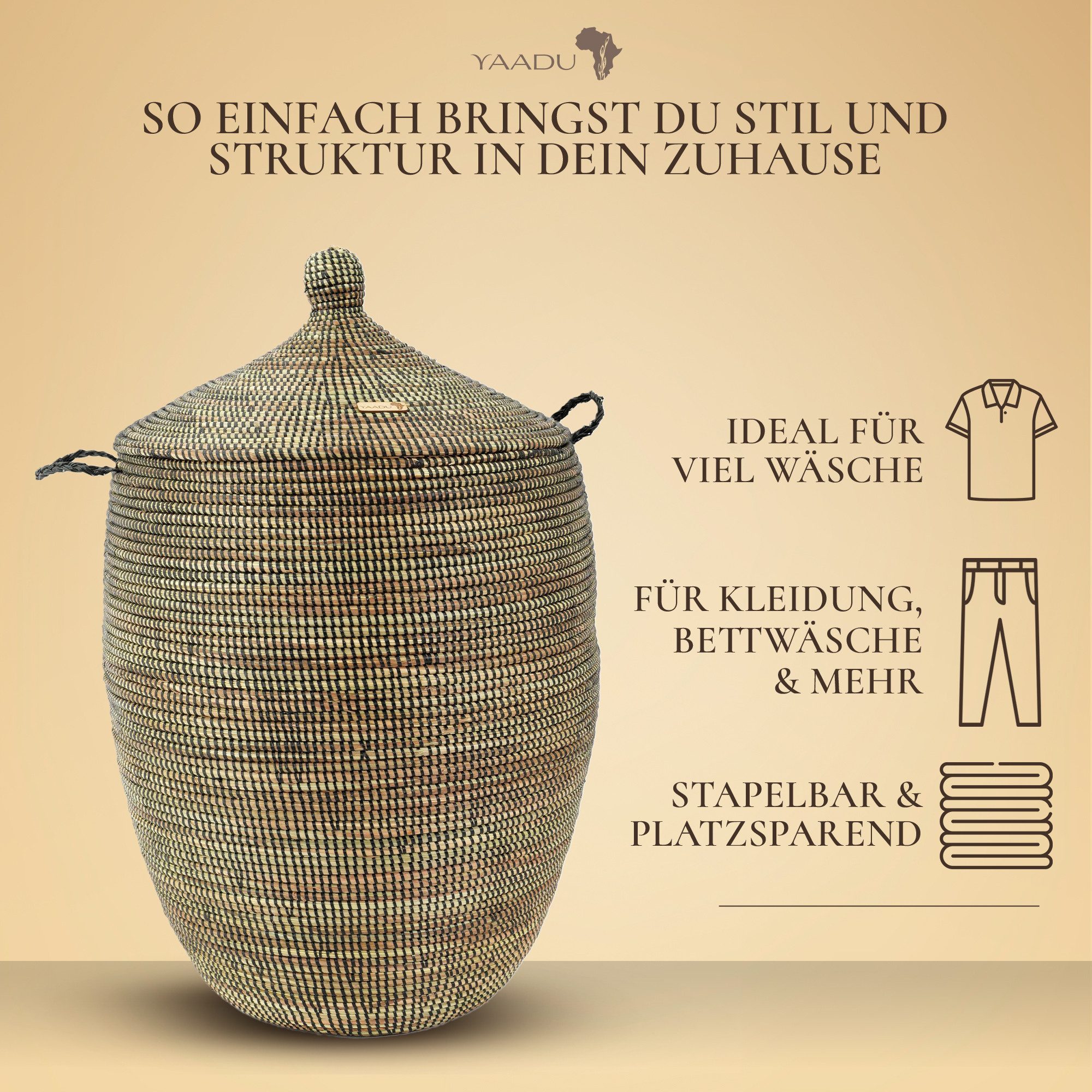 YAADU Wäschekorb mit Deckel 100L – günstig online kaufen