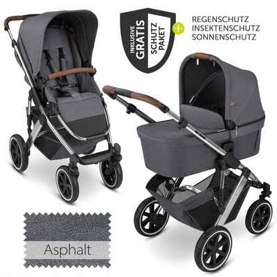 ABC Design Kombi-Kinderwagen Salsa 4 Air - Asphalt, 2in1 Kinderwagen Buggy Set mit Babywanne, Sportsitz, Regenschutz