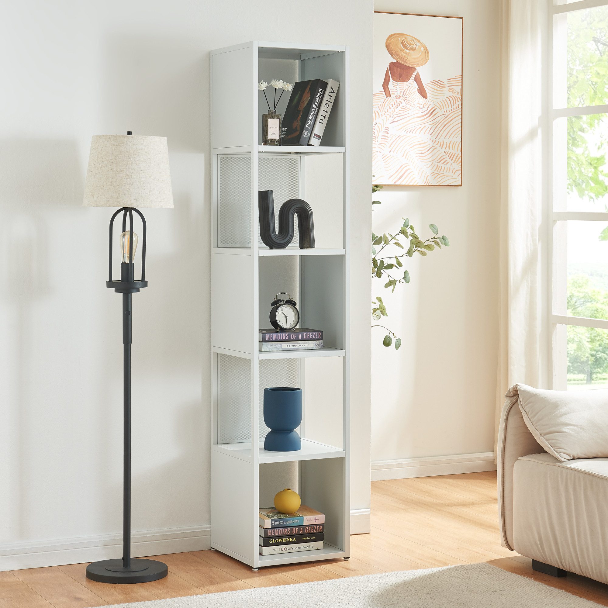 en.casa Standregal, »Finspång« 185x38x38 cm Weiß günstig online kaufen
