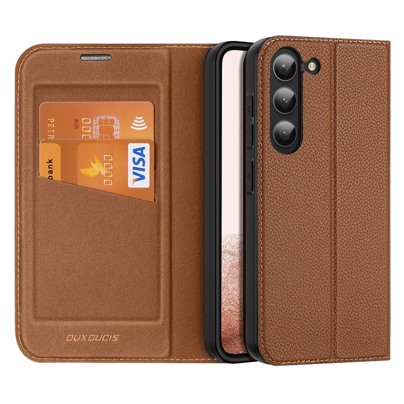 Dux Ducis Smartphone-Hülle Buch Tasche für Samsung Galaxy S23 Plus Schutzhülle braun