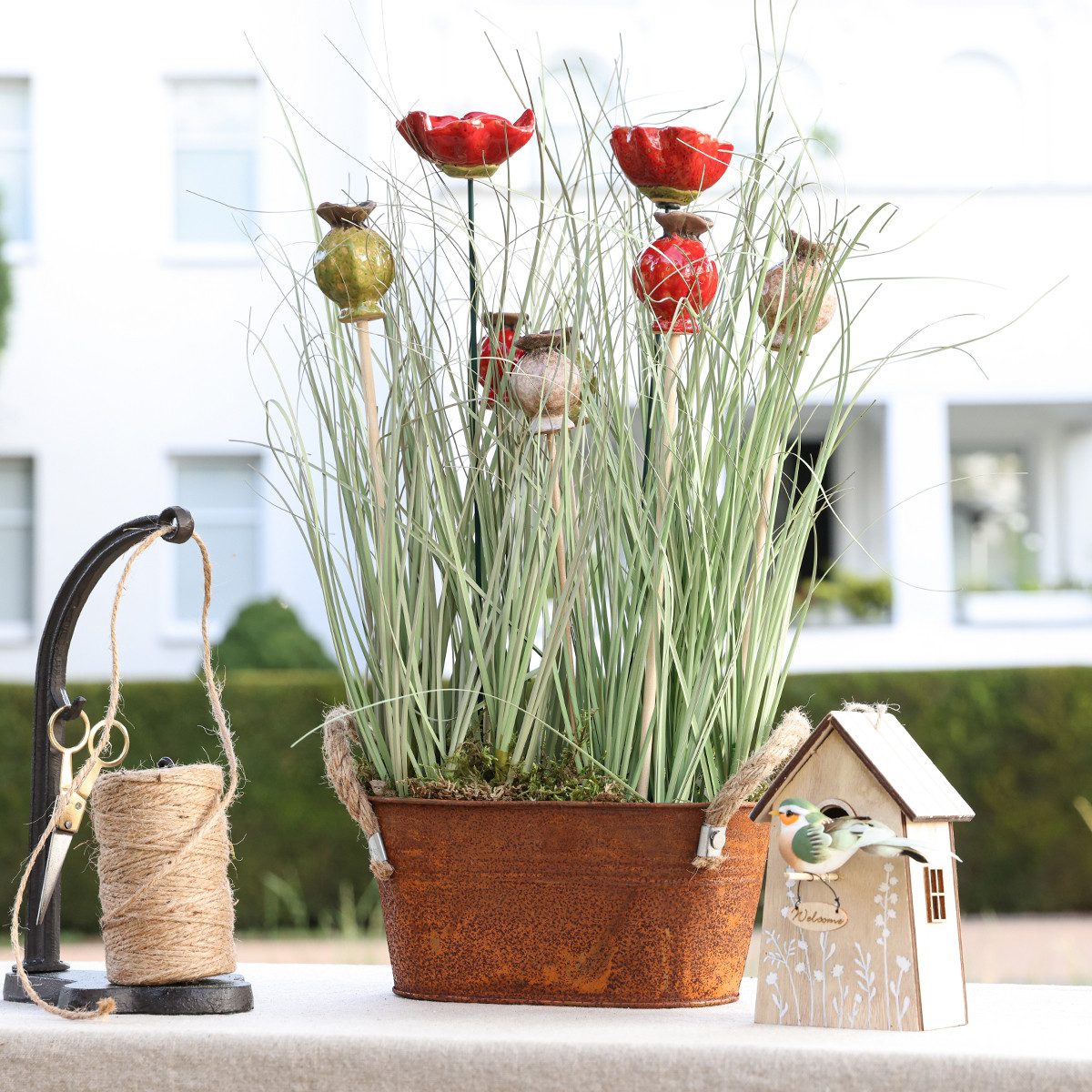 Viana Gartenstecker Blumenstecker Holz Keramik Mohn günstig online kaufen