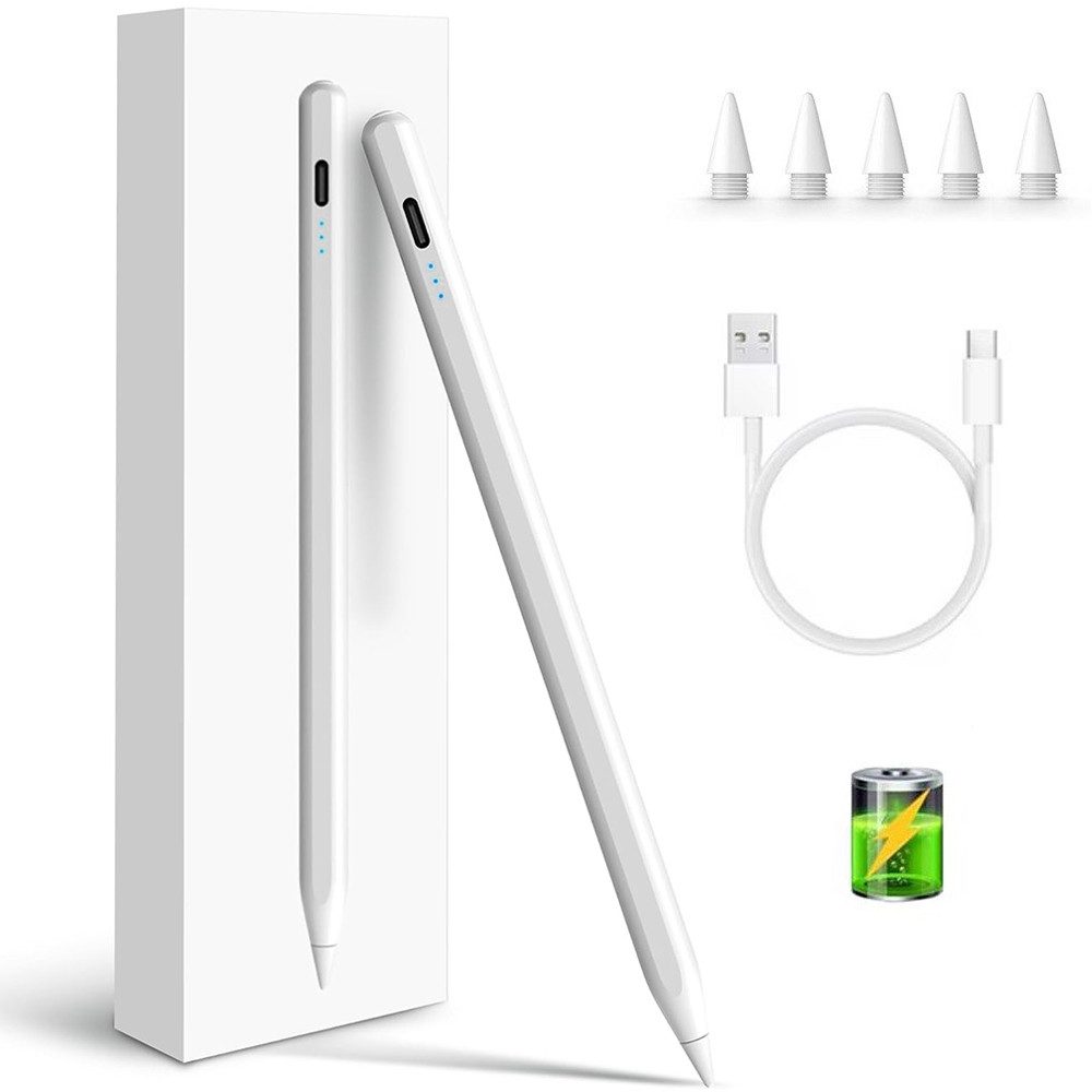 TUWENA Eingabestift Stylus Stift für Apple iPad 2018-2025, Stylus Pen, Eingabestifte mit Neigungserkennung & Palm-Ablehnung & Hohe Präzision