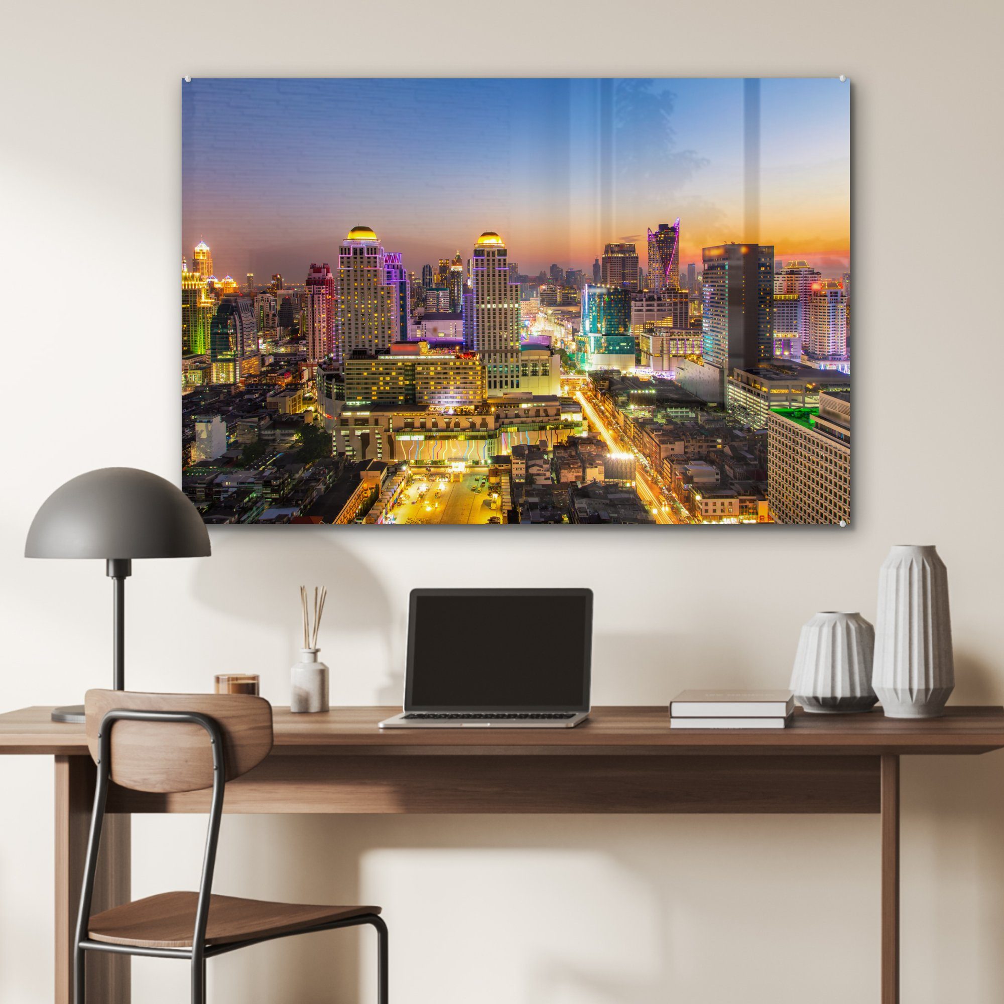 Schlafzimmer St), Acrylglasbild Acrylglasbilder Hohe Wohnzimmer Gebäude Bangkok, in MuchoWow (1 &