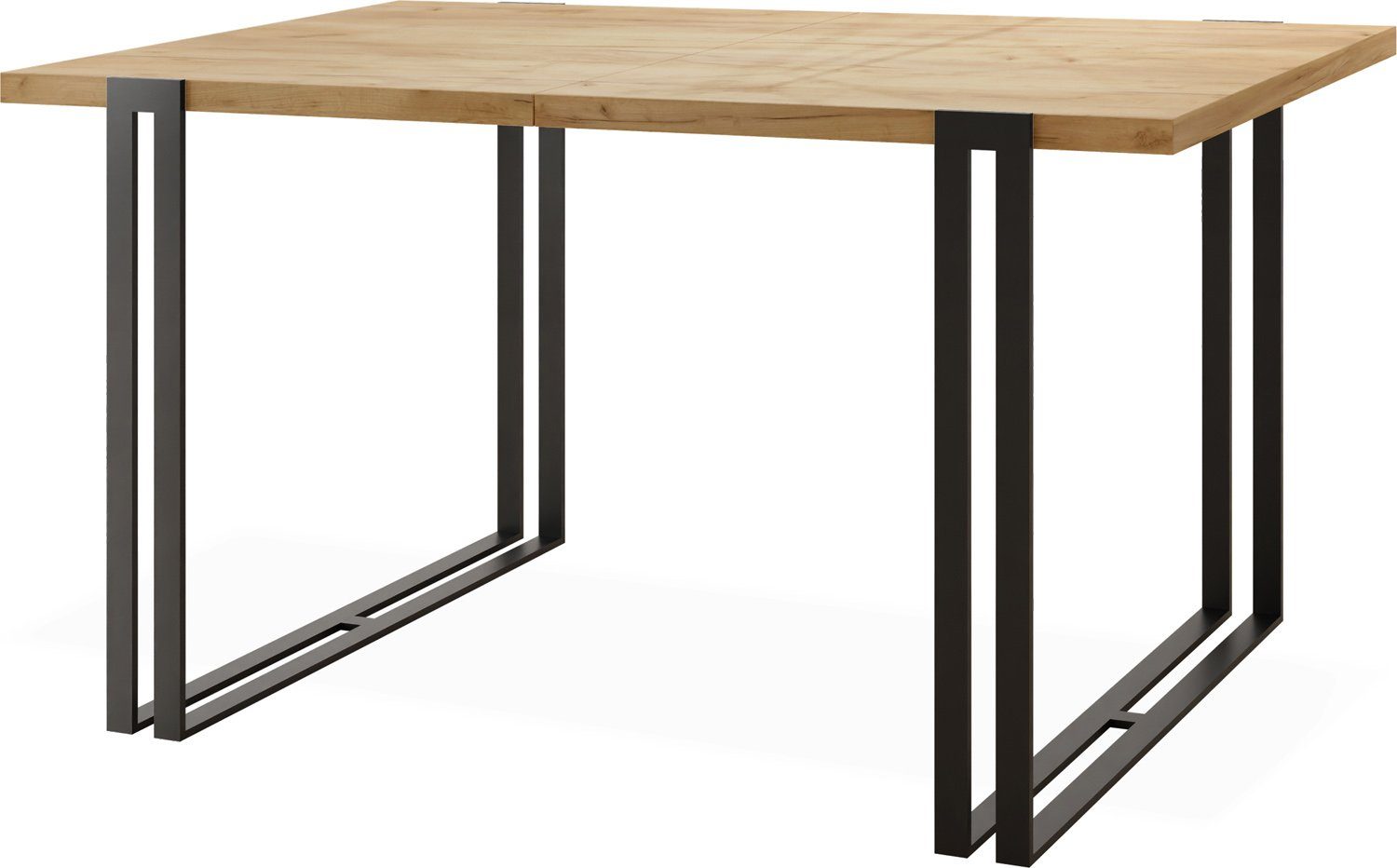 WFL GROUP Esstisch Marco, Tisch Eiche im Metallbeinen Loft-Stil Schwarze Craft mit