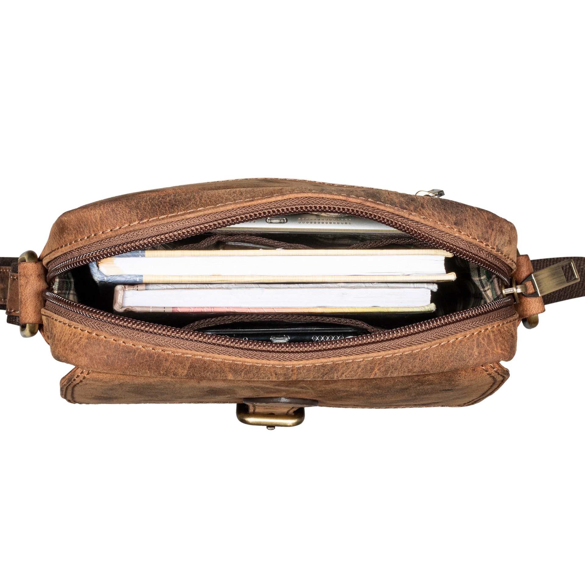 Benthill Messenger Bag Herren Umhängetasche Echt Leder Wandertasche Messenger Schultertasche, Reißverschlussfach