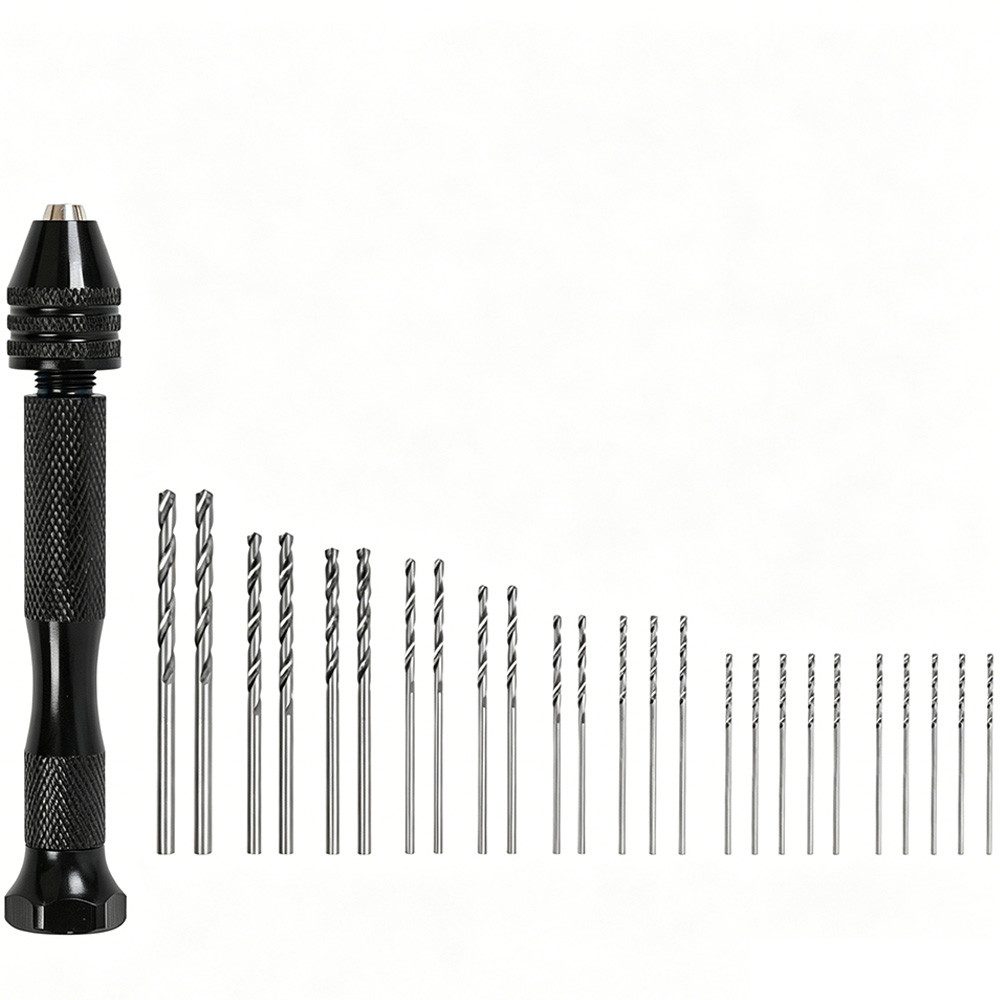 AFKSMILE Bohrersatz 26 Stück Handbohrer,Mini Bohrmaschine mit 25 Spiralbohrern (0.5–3mm), (26-tlg), für Handbohr, Metall, Holz, Schmuck & Modellbau, DIY Bohrarbeiten
