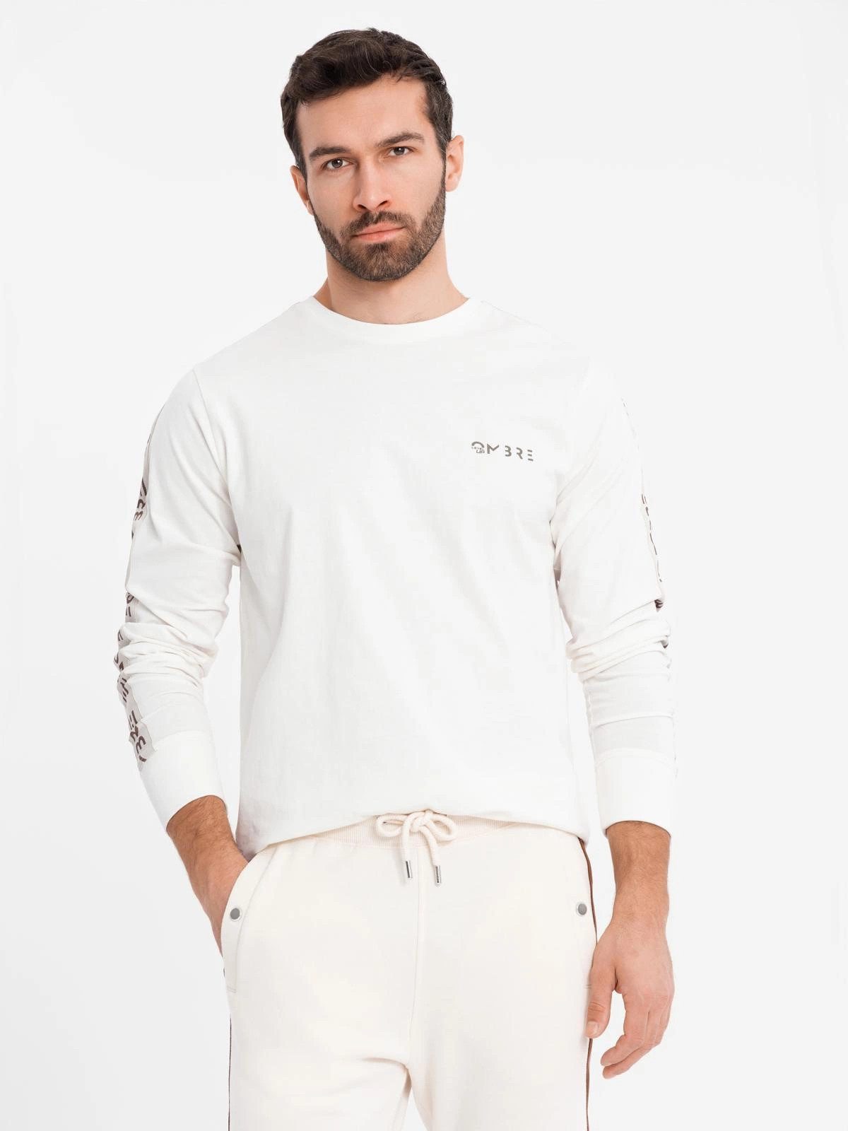 OMBRE Longsleeve Longsleeve aus Baumwolle mit U-Ausschnitt, Streifen und Br günstig online kaufen