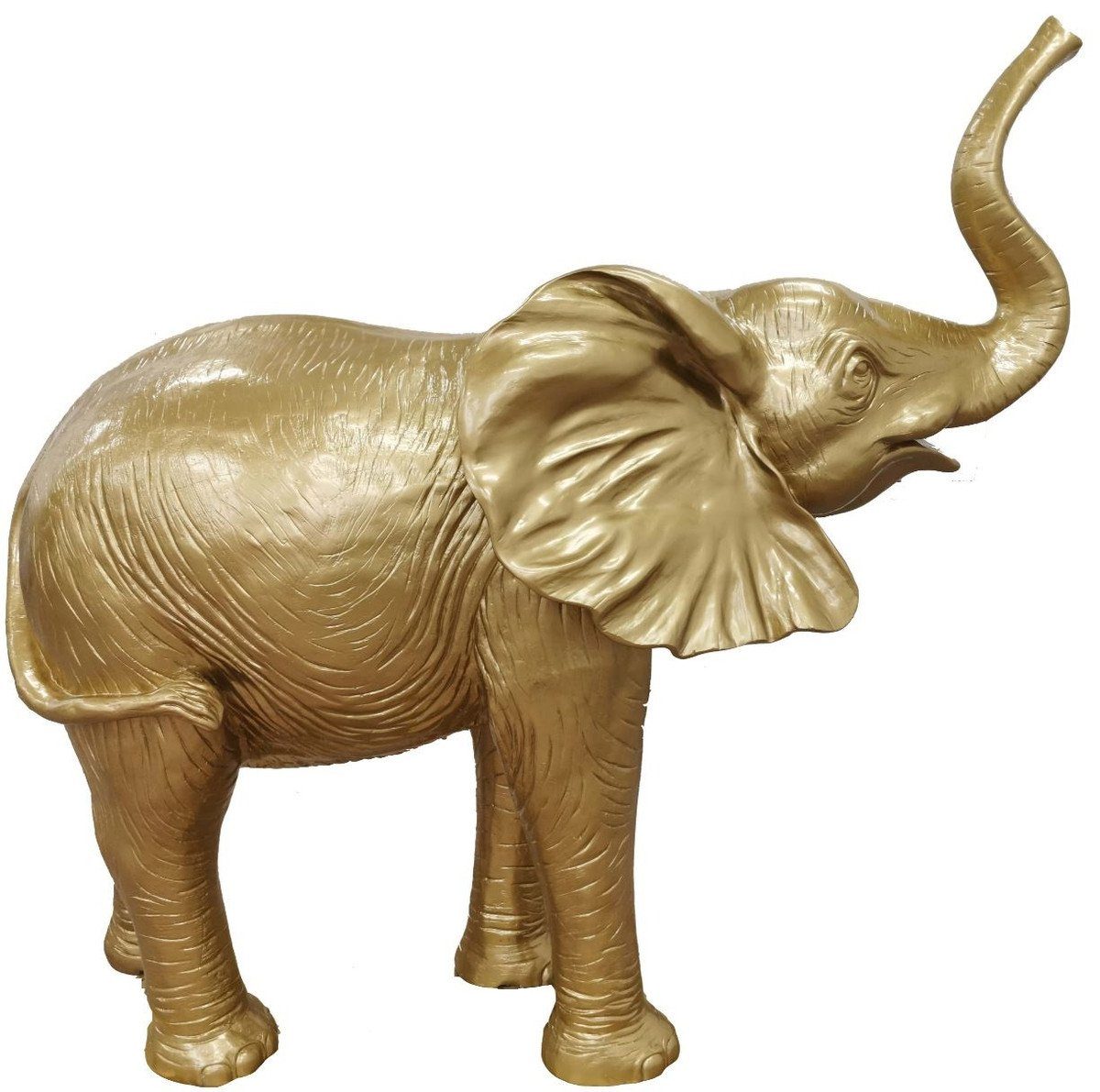 Casa Padrino Skulptur Designer Dekofigur Elefant Gold 160 x H. 160 cm - Riesige Deko Skulptur - Gartendeko