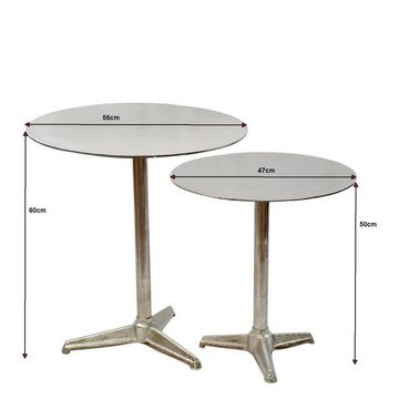 baario Couchtisch Couchtisch VITOT rund 2er Set, sillber Metall Beistelltisch Aluminium