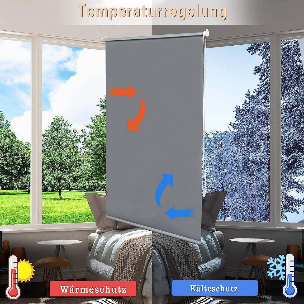 Verdunklungsrollo, Woltu, verdunkelnd, verspannt, Klemmfix, ohne Bohren easyfix