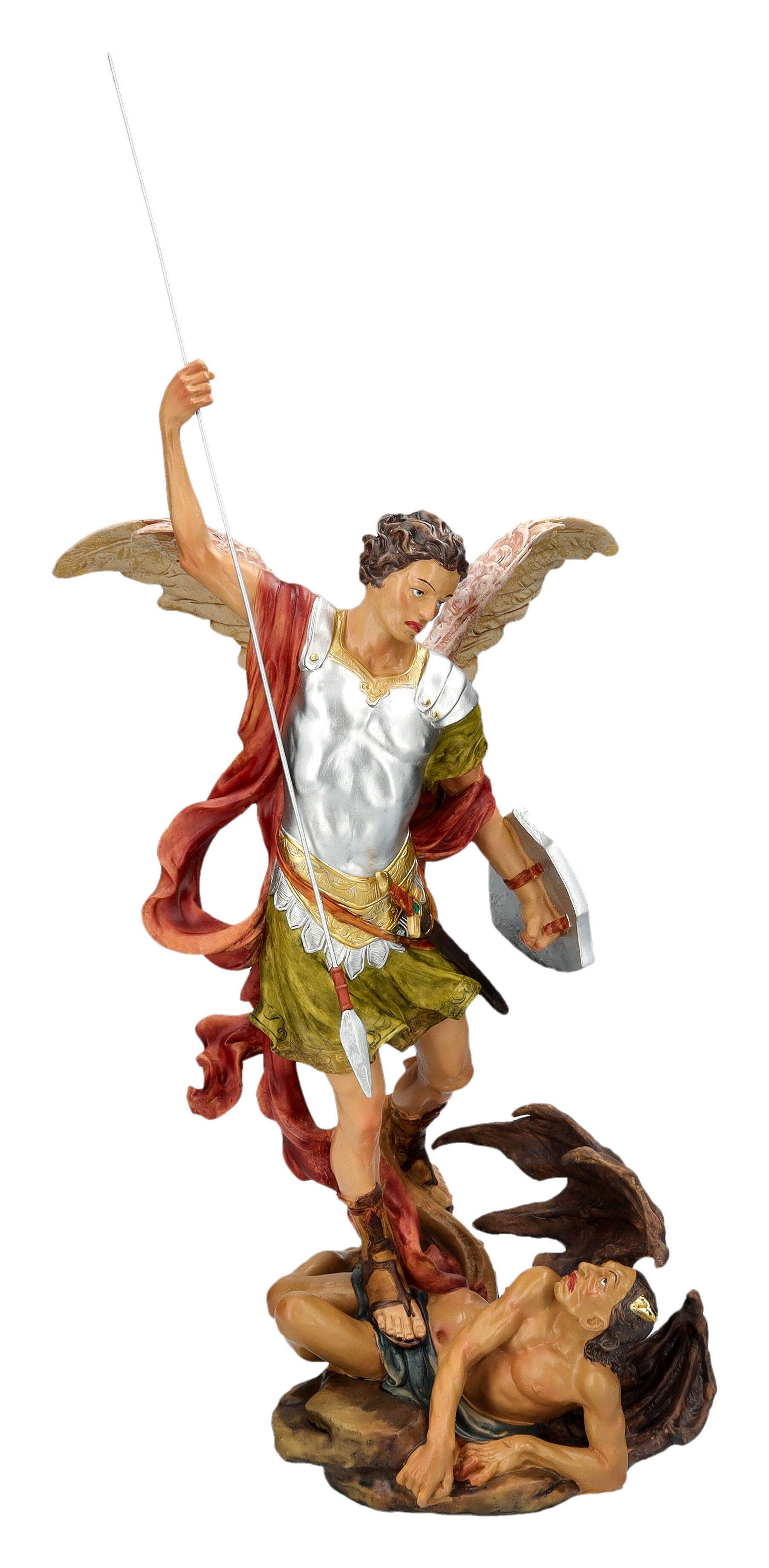 Figuren Shop GmbH Dekofigur Erzengel Michael Figur besiegt den Teufel - handbemalt - Декоративные  фигурки