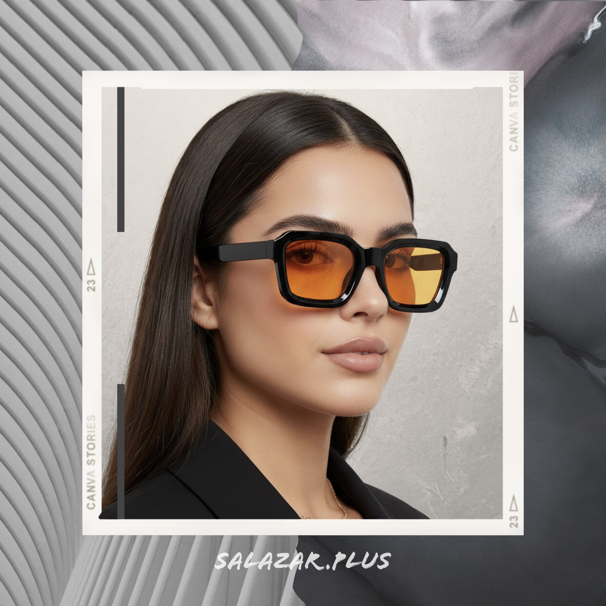 salazar.plus Sonnenbrille Dick Rechteckig Unisex Klotzig Damen Herren Brille schwarz orange blau