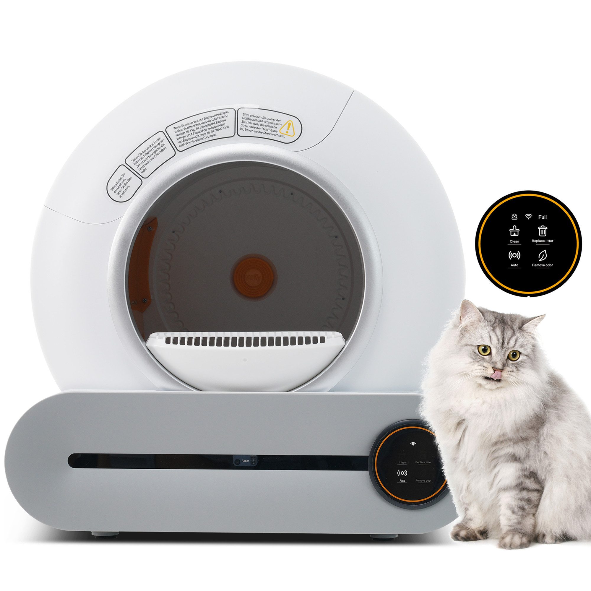 Flieks Katzentoilette, 65L für Katzen Selbstreinigend/App-Steuerung/Unterstützung 2.4G/WiFi
