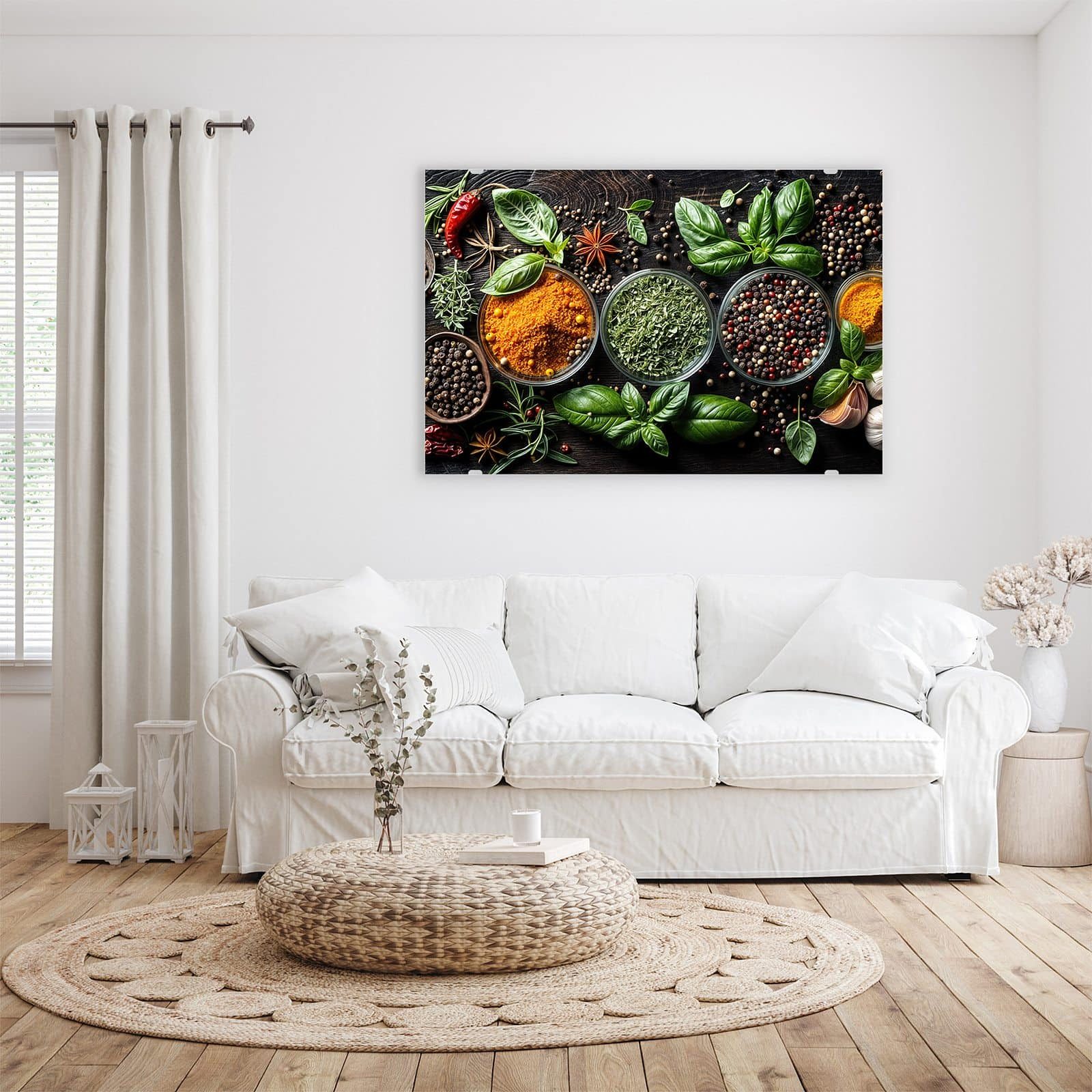 Primedeco Glasbild Wandbild Gewürze Und Kräuter mit Aufhängung, Gewürze & F günstig online kaufen