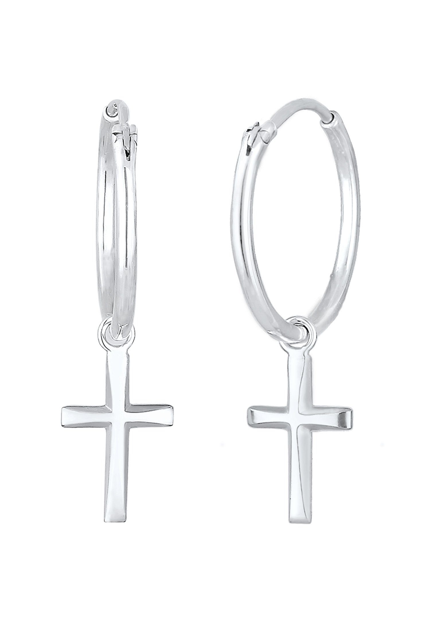 Elli Paar Creolen Creolen Hänger Kreuz Religion 925 Silber