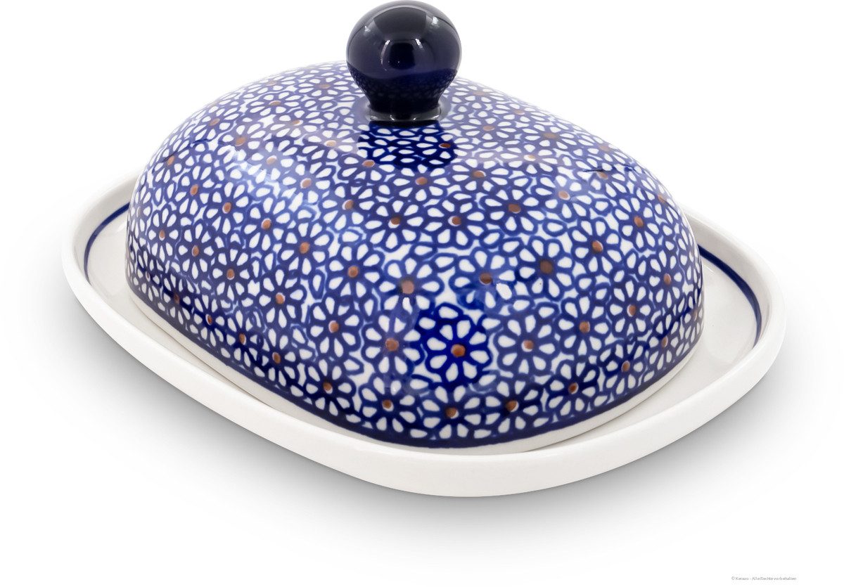 Bunzlauer Keramik Butterdose Bunzlauer Keramik Butterdose oval für 250g (1 Stück Butter) Dekor 120, Keramik