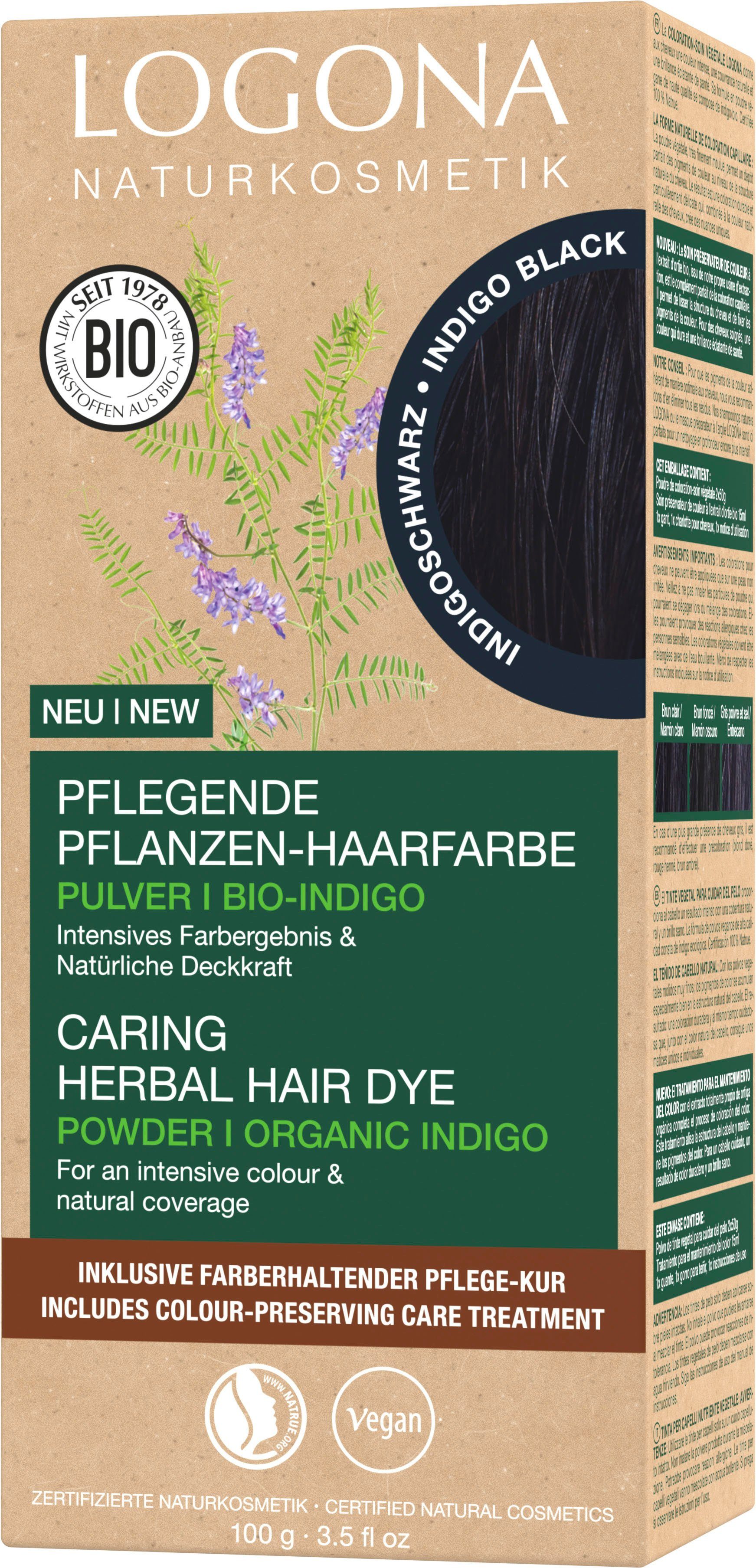 Indigoschwarz 12 Pflanzen-Haarfarbe LOGONA Pulver Haarfarbe