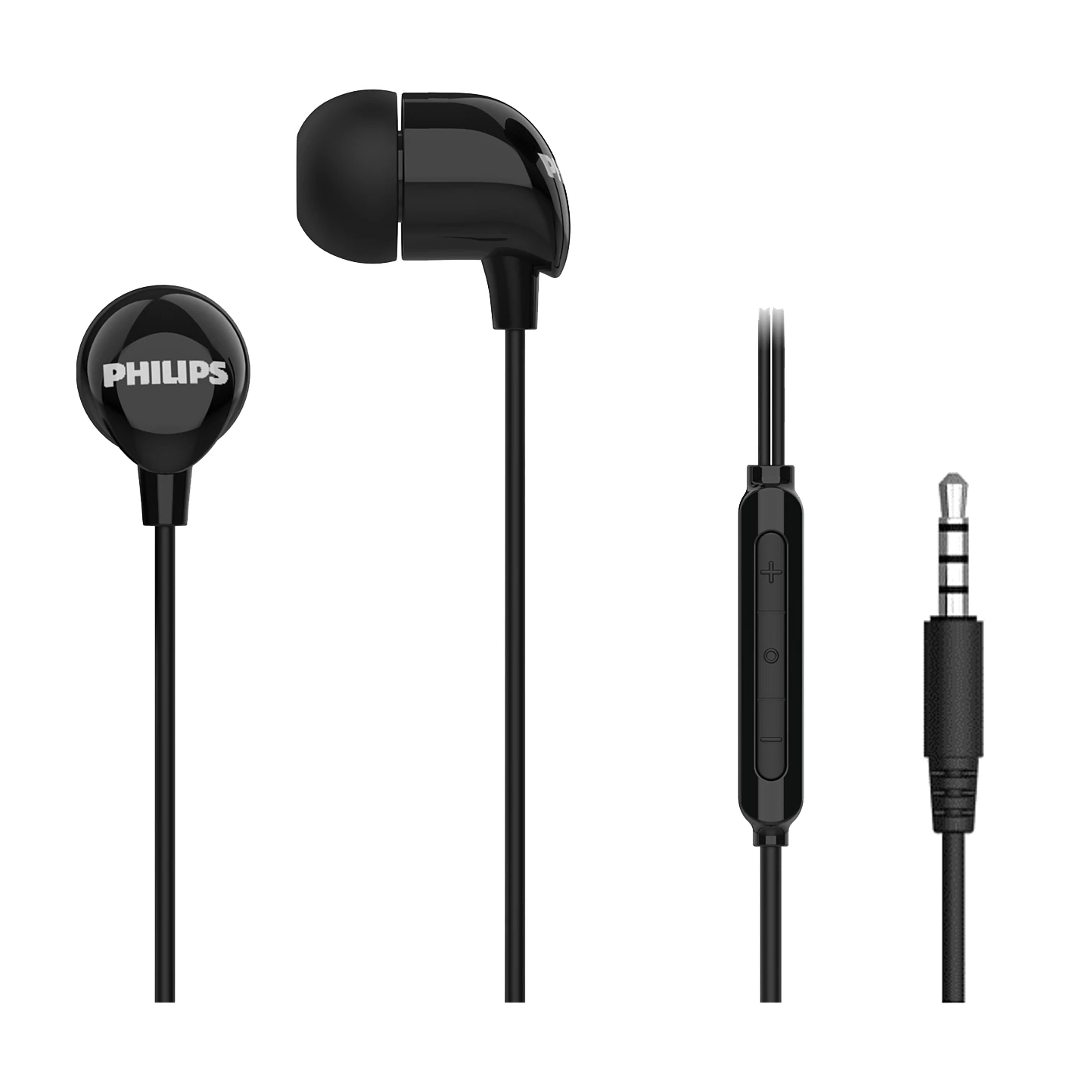Philips TAE1156BK In-Ear-Kopfhörer (Clear Sound, Dynamische Bässe, Mikrofon, Klinkenstecker 3.5mm, Schwarz) von Philips