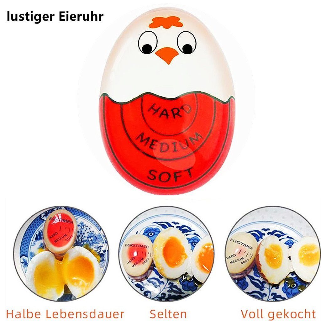 Eieruhr,Egg weiss Eierkocher,Timer Farbwechsel, Timer Anzeige für gekochte Eieruhr mit hart/medium/weich,wiederverwendbar Eier, lustiger autolock