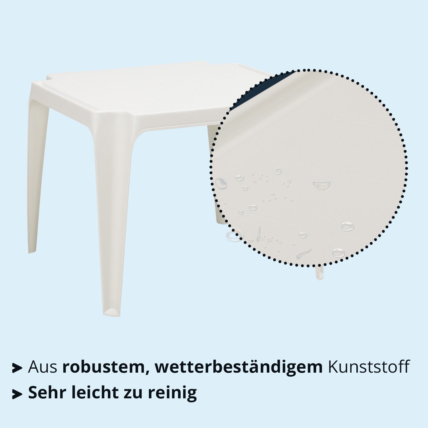 KHG Kindertisch Kindertisch für Garten & Kinderzimmer, Pflegeleichte Oberfläche (kindgerechte Höhe 44 x 50 x 50 cm, Outdoor, robust wetterfest), Pflegeleicht, W – Bild 4 von 5