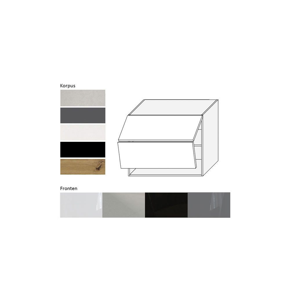 Feldmann-Wohnen Faltlifthängeschrank Essen (W8B/90-AV, 2-geteilte Hochfaltklappe, 2 Einlegeböden, 1-St., moderne Optik, lackierte Fronten) 90x32,5x72cm schwarz - grau Hochglanz (ES-W8B/90-AV)