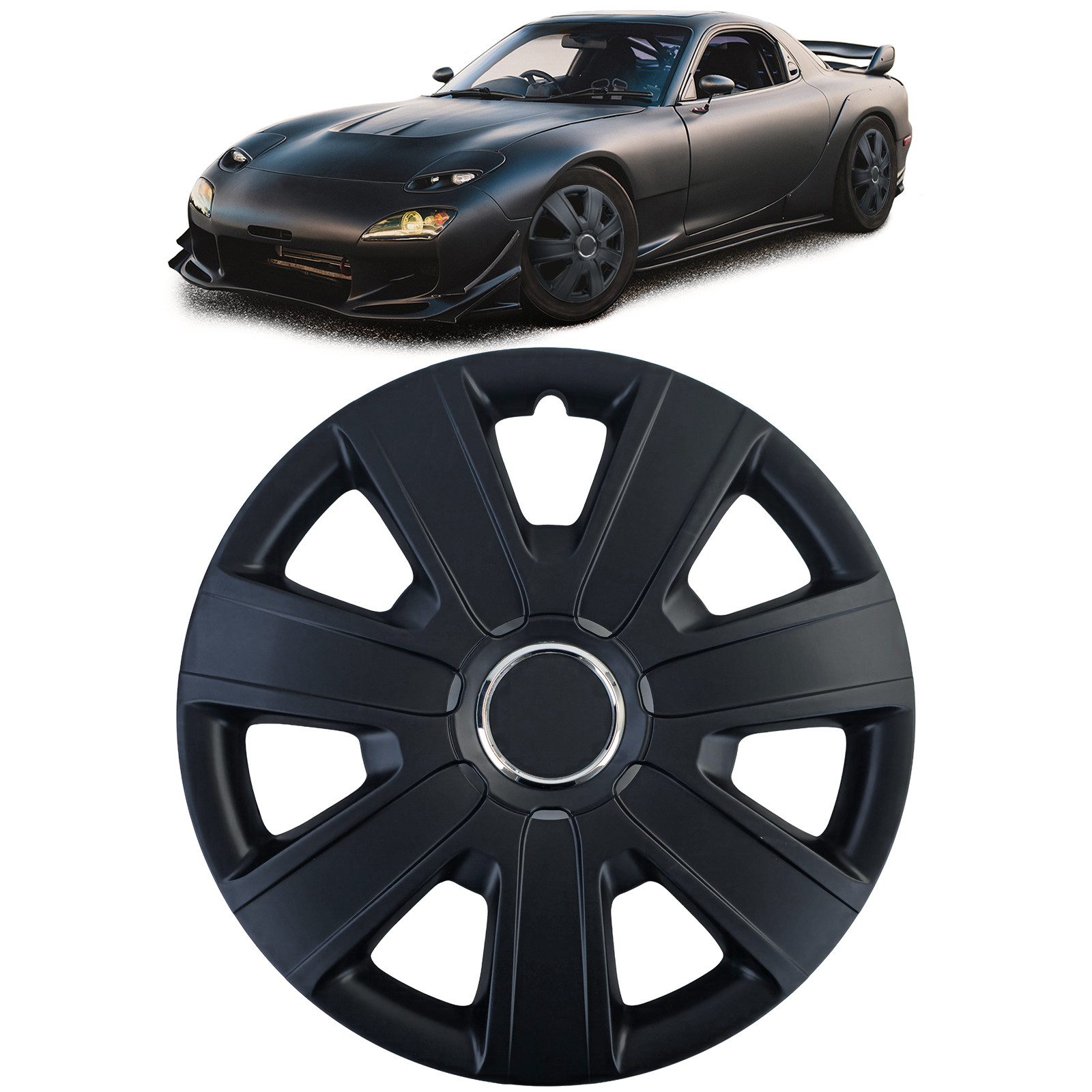 Tenzo-R Radkappe IX 15 Zoll Schwarz Matt 4er Set Radzierblenden für Stahlfelgen