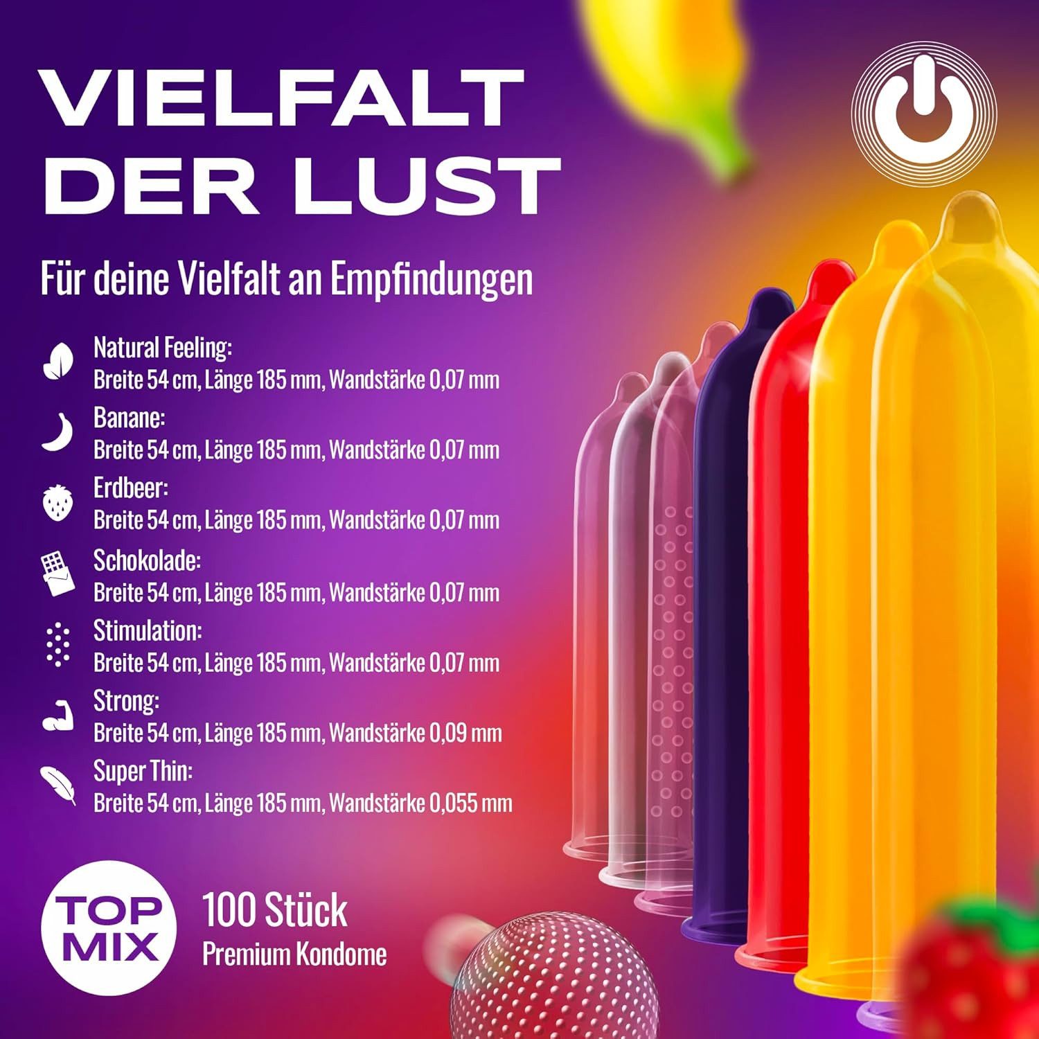 ON Condoms Kondome verschiedene Sorten Premium Preservative, Natur, extra dünn, gerippt, stimulierend, aromatisiert