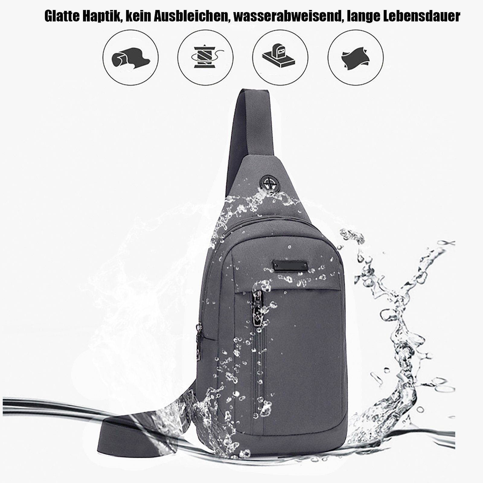 TAN.TOMI Kopfhörer-Loch Grau Bag, Mini Mini Sling Bag Umhängetasche, mit