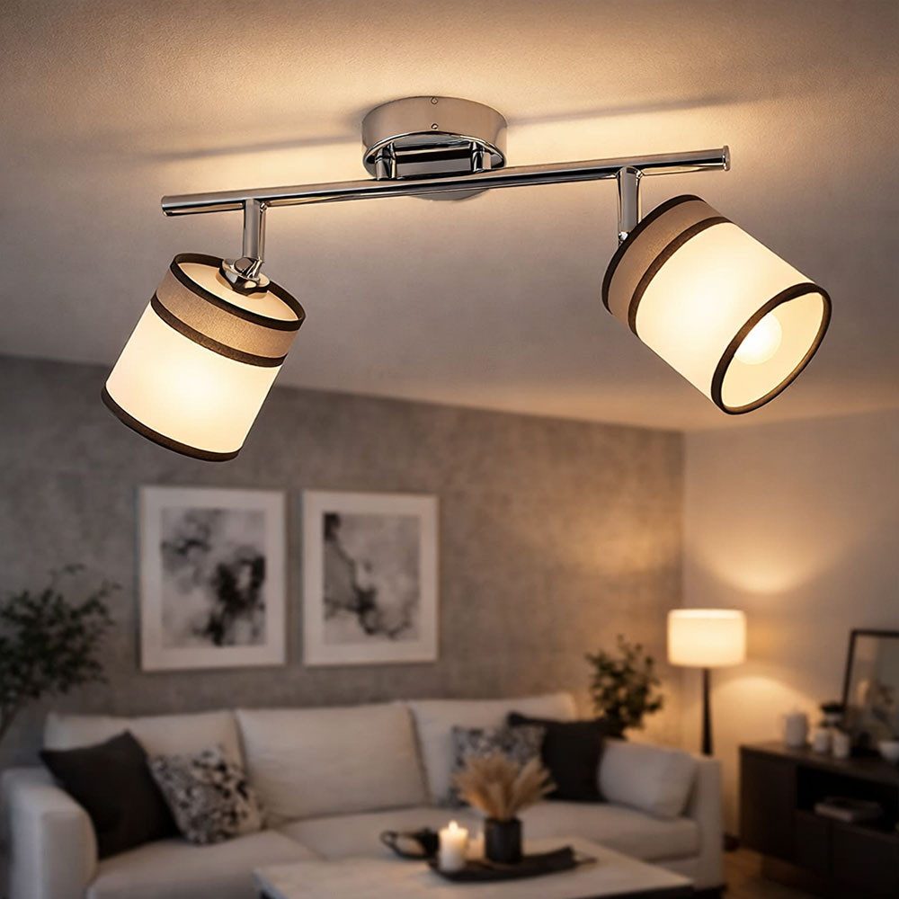WOFI Deckenleuchte, Leuchtmittel nicht inklusive, Deckenleuchte 2 Flammig grau Deckenlampe Wohnzimmer grau-weiß, Spots