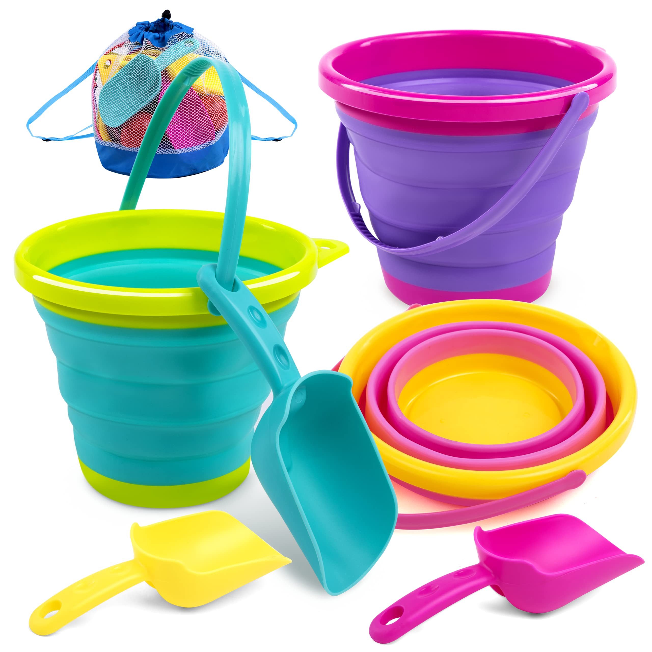 JOYIN Sandeimer JOYIN 3 Packungen Faltbares Strand Eimer Set, Sandkasten