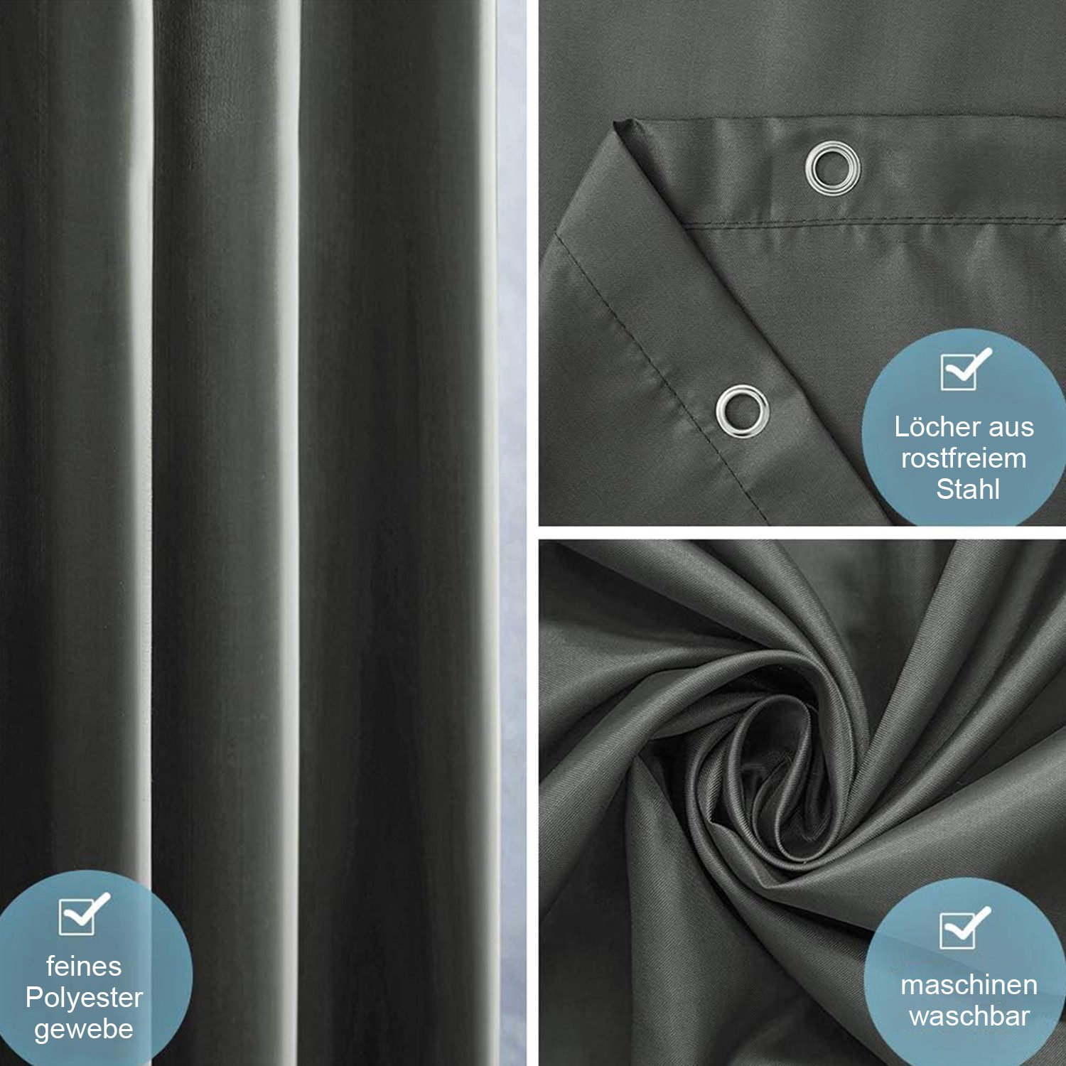 OKWISH Duschvorhang Badezimmer Vorhang Badewannenvorhang Dusche Breite 100 cm (100x200 cm Wasserabweisend Anti-schimmel Waschbar 7 Duschvorhangringe, Duschvorhä – Bild 5 von 5