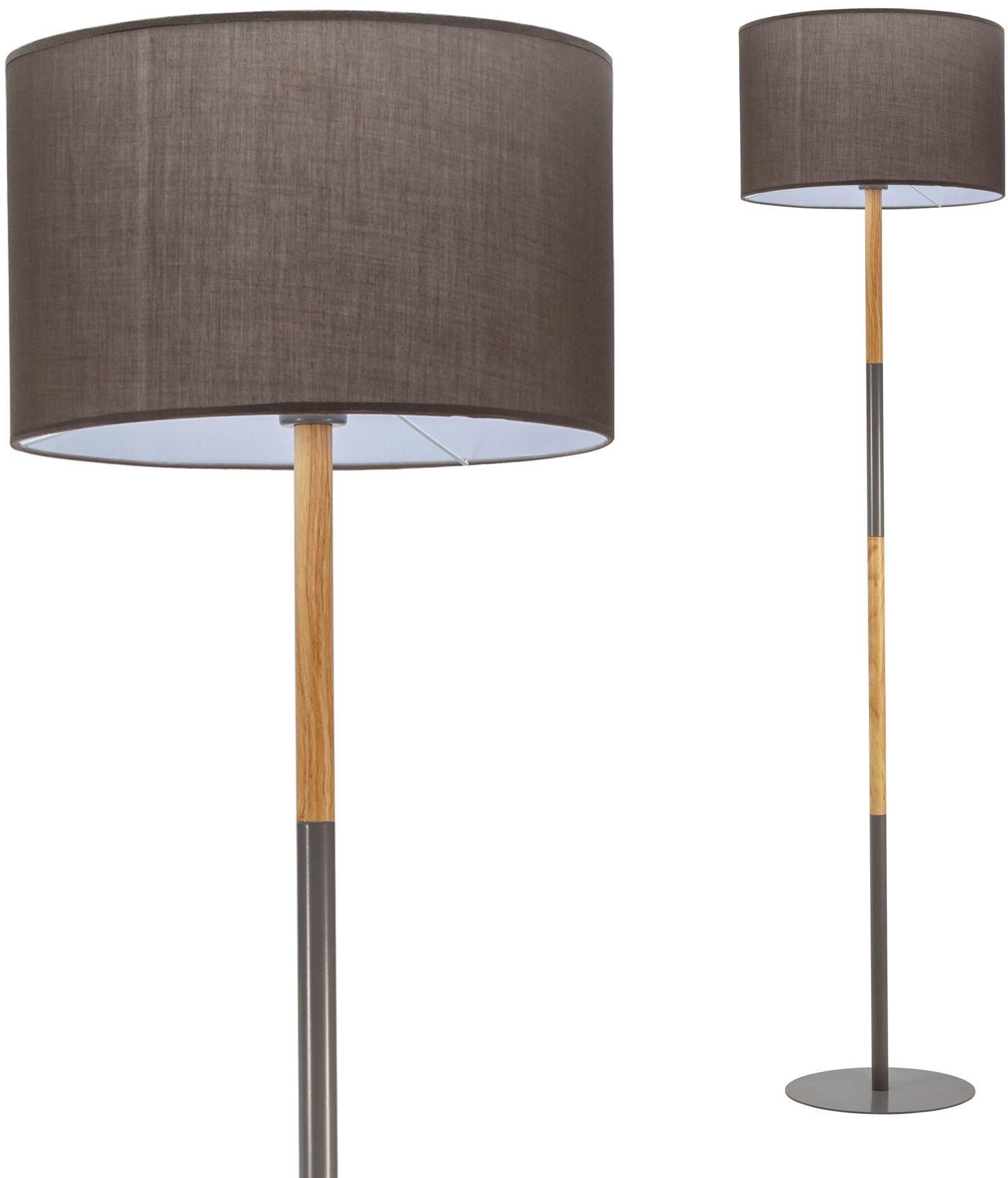 Pauleen Stehlampe Grand max. E27, Stoff/Metall ohne Grau/Holzoptik, Purity, 20W Leuchtmittel, 230V