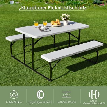 COSTWAY Bierzeltgarnitur, 136 cm Campingtisch mit Bänken, klappbar