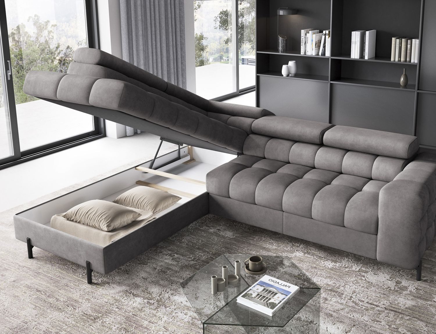 Lukas Möbel Ecksofa Ecksofa Frida mit Bettfunktion in Bubble Look, mit Schlaffunktion, Bettkasten, in Bubble-Look