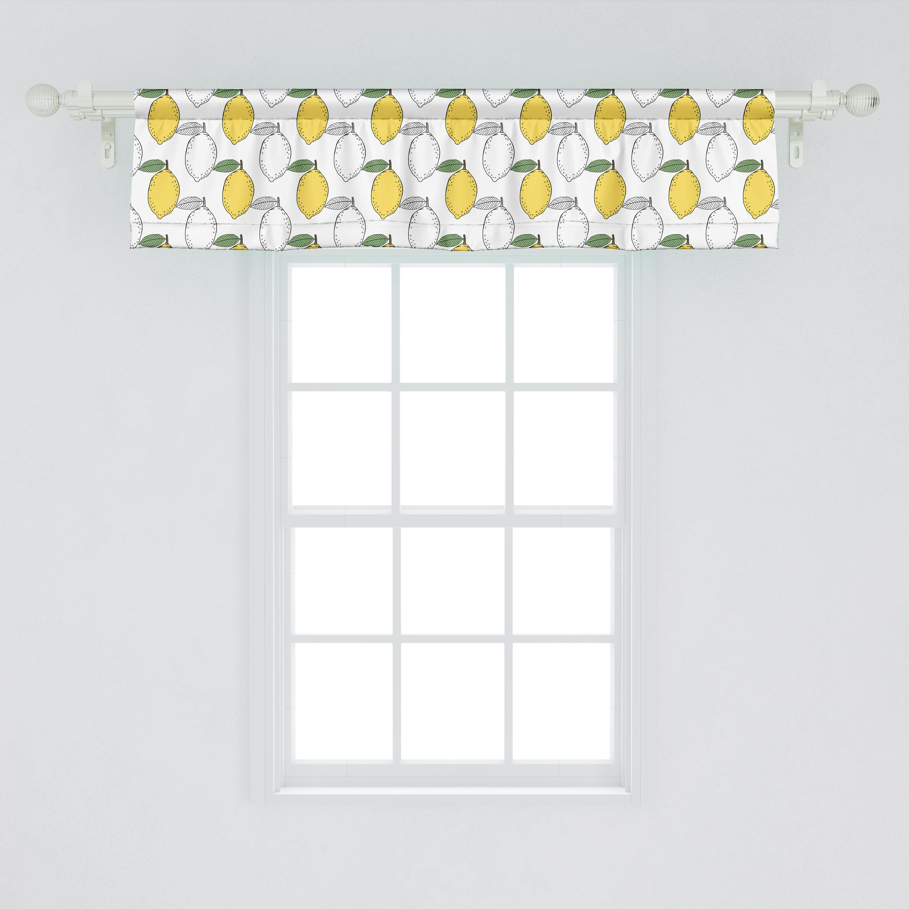 Abakuhaus, für Color Zitronen Inspired Küche Book Dekor Scheibengardine Vorhang Microfaser, Schlafzimmer Motiv Volant Stangentasche, mit