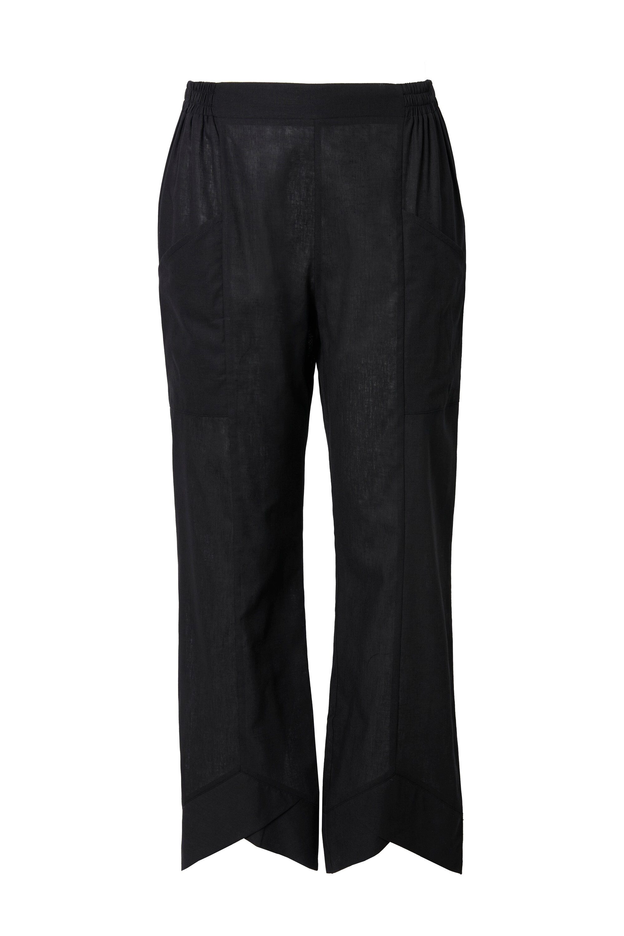 Ulla Popken 7/8-Hose Hose Leinenmix Schmucksaum weites Bein