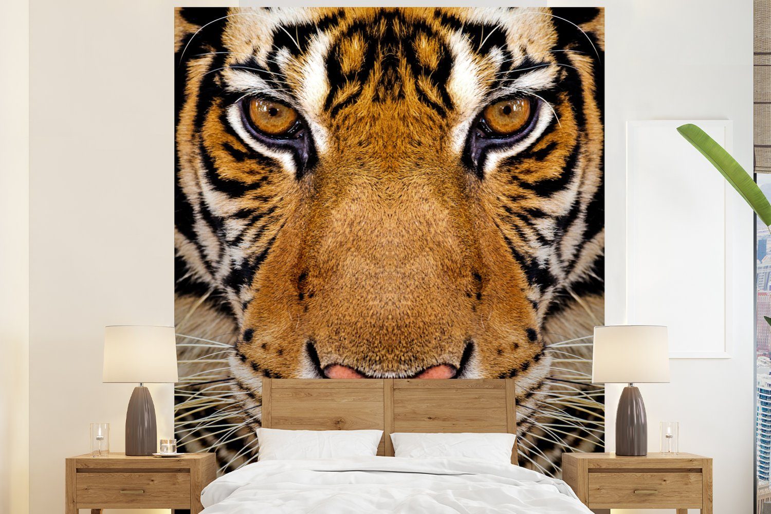 MuchoWow Fototapete Tiger - Tiere - Kopf, Matt, bedruckt, (3 St), Vliestapete für Wohnzimmer Schlafzimmer Küche, Fototapete