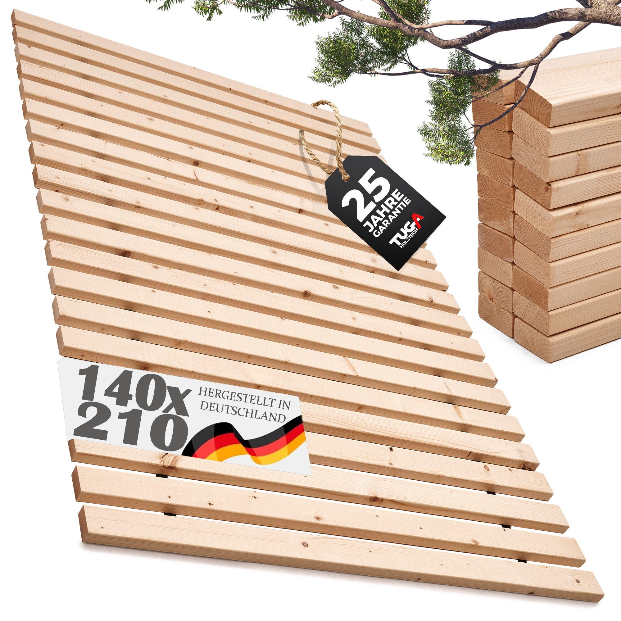 Rollrost Lattenrost Rolllattenrost 30mm 140 x 210 cm 500kg stabilster Bettrost, TUGA-Holztech, Breite 70 80 90 100 120 140 160 180 200 cm Länge 190 200 210 220 cm