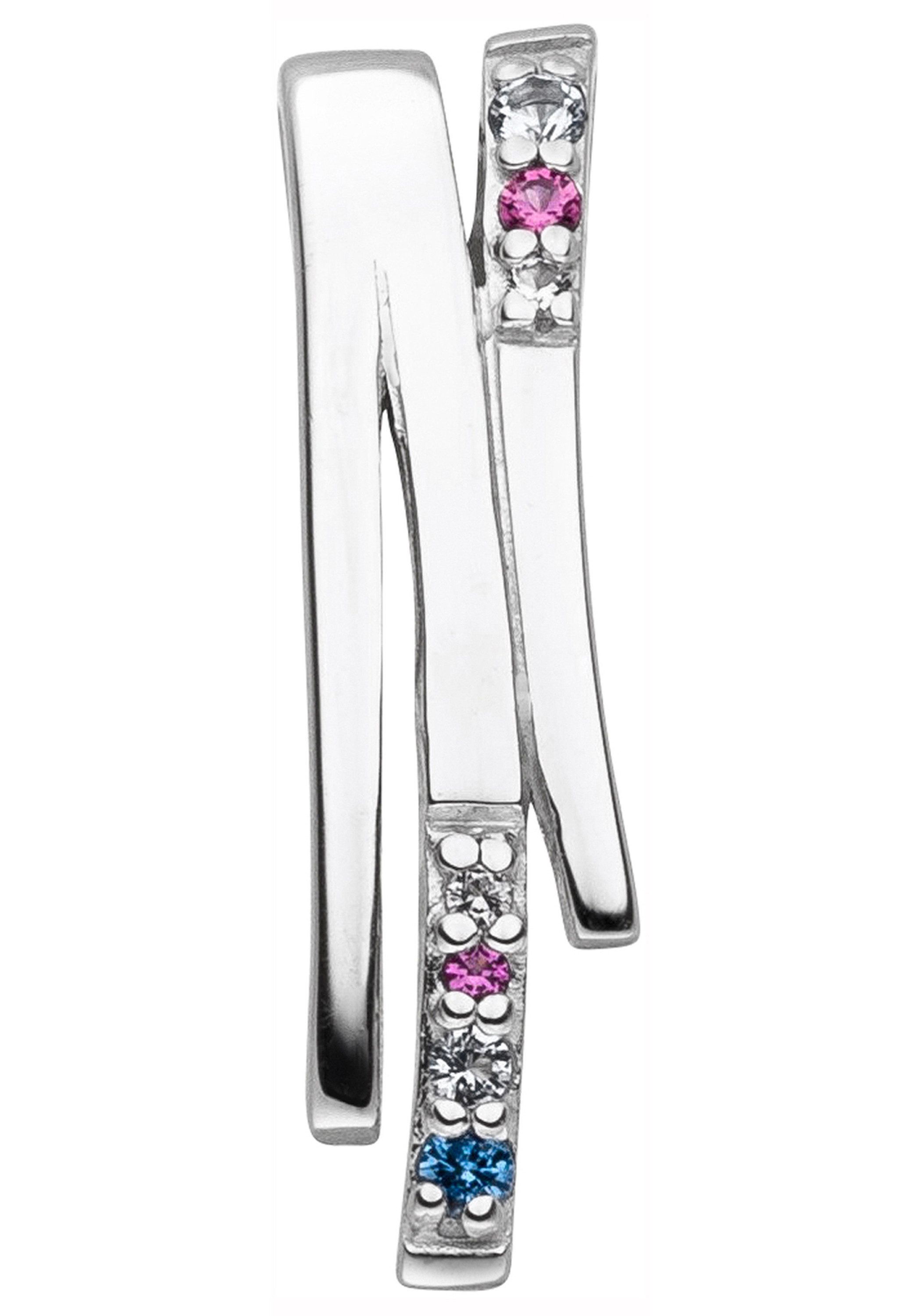 JOBO Kettenanhänger Anhänger Silberanhänger 20 mm, 925 Silber rhodiniert mit 7 bunten Zirkonia