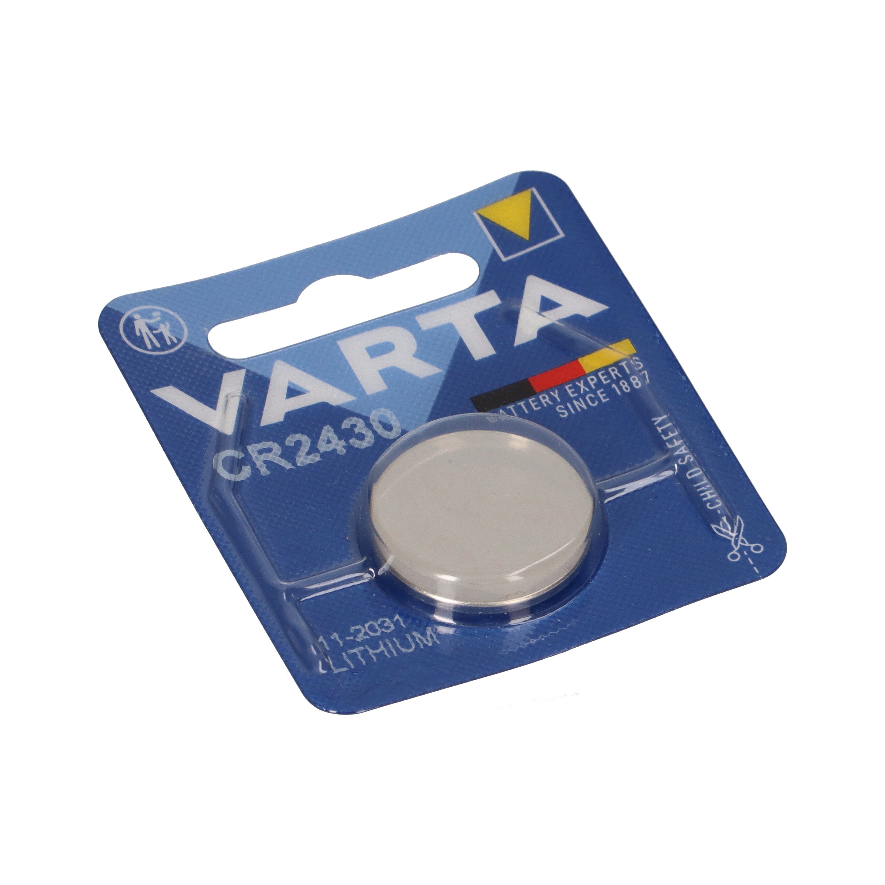 VARTA 5x VARTA CR2430 Lithium-Knopfzelle 3V 290mAh (5x 1er Blister) Knopfzelle