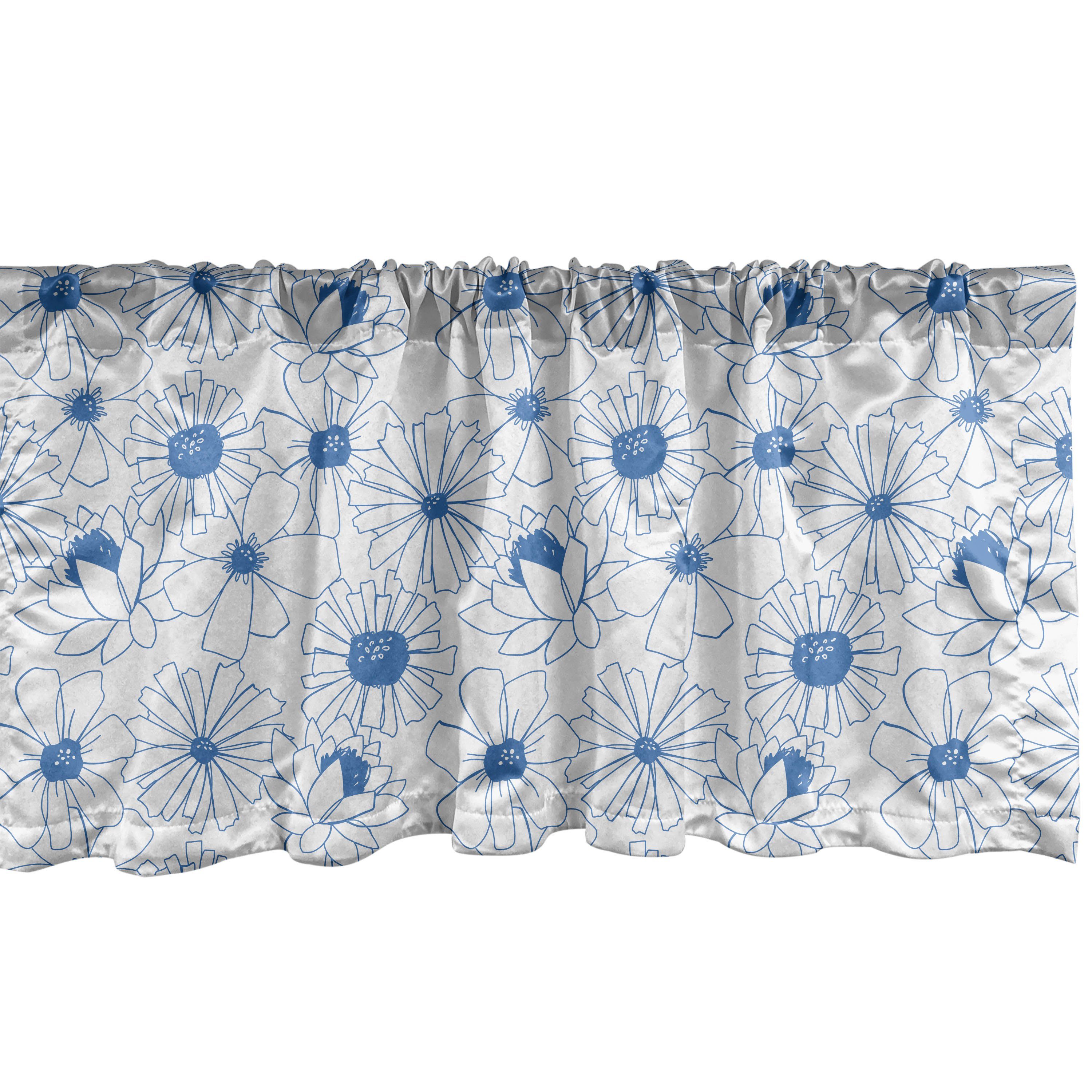 Scheibengardine Vorhang Volant für Küche Schlafzimmer Dekor mit Stangentasche, Abakuhaus, Microfaser, Blumen Hand gezeichnet Nektar Blumen