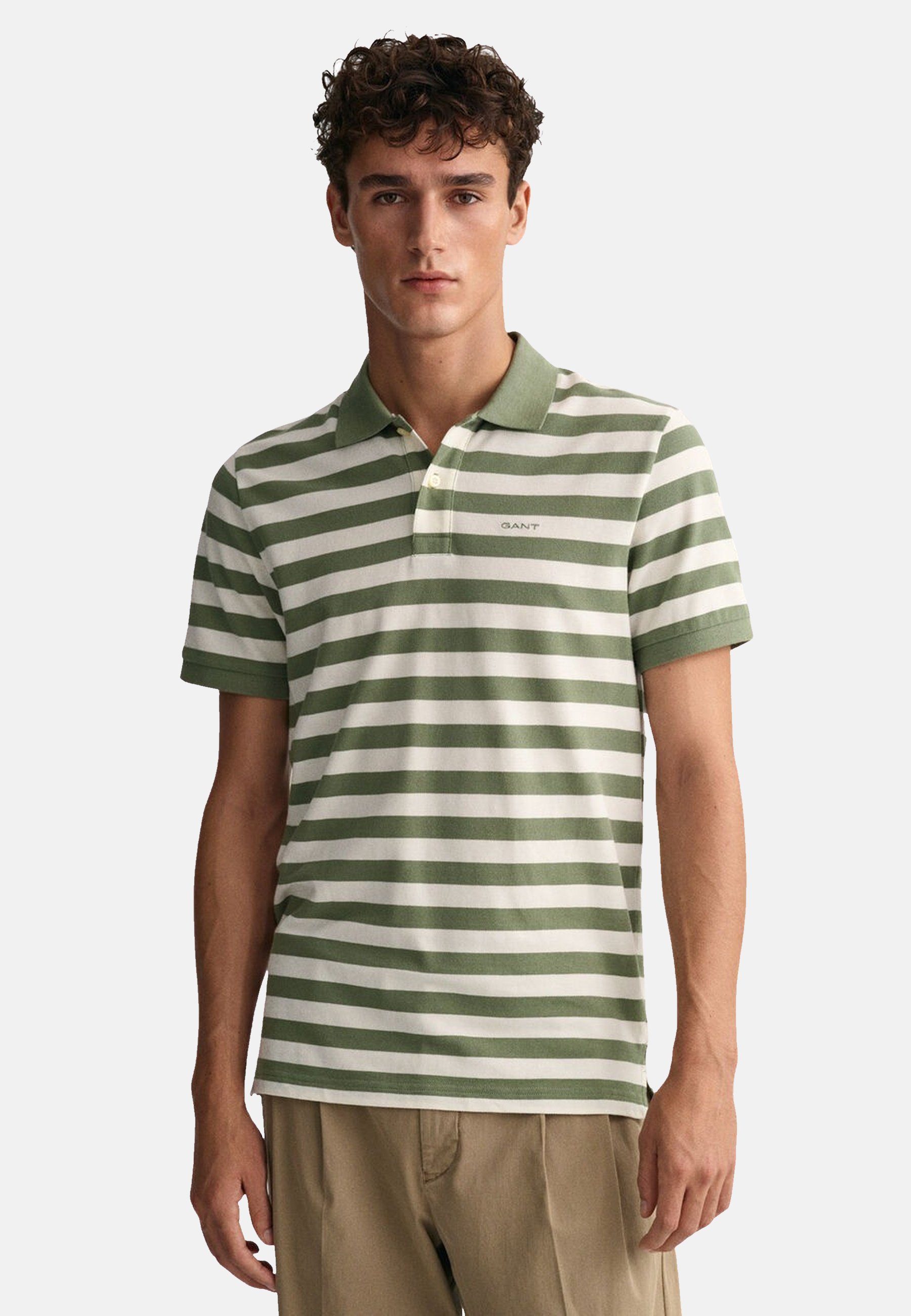 Gant Poloshirt Poloshirt Gestreiftes Kurzarmshirt grün Polo Pique