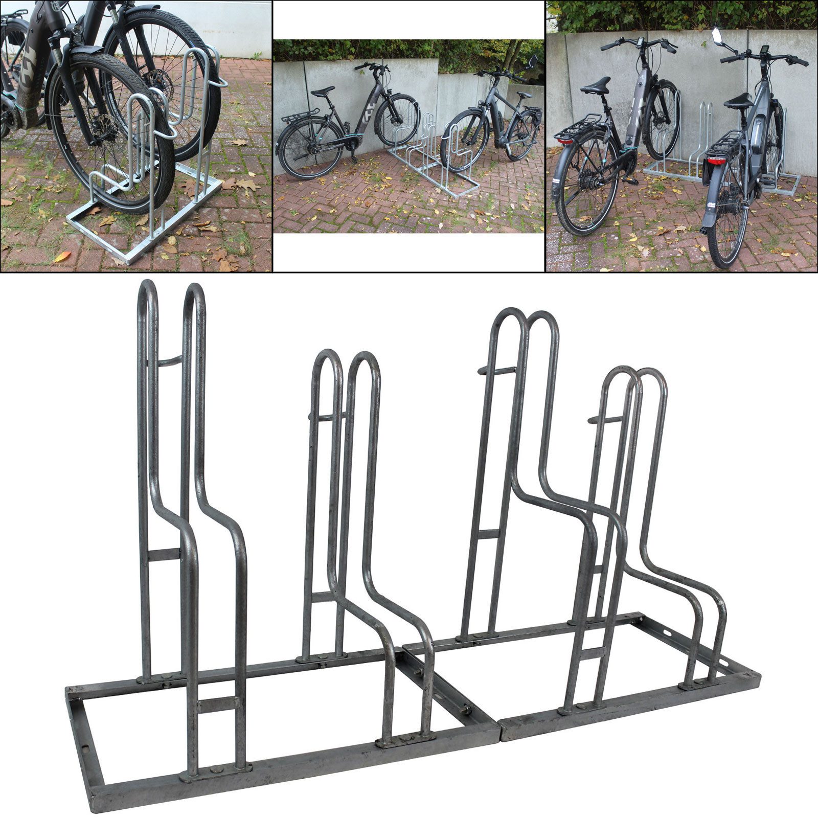 Fahrradständer Fahrradständer für 4 Fahrräder höhenversetzt 140 x 75,5 cm Stahl