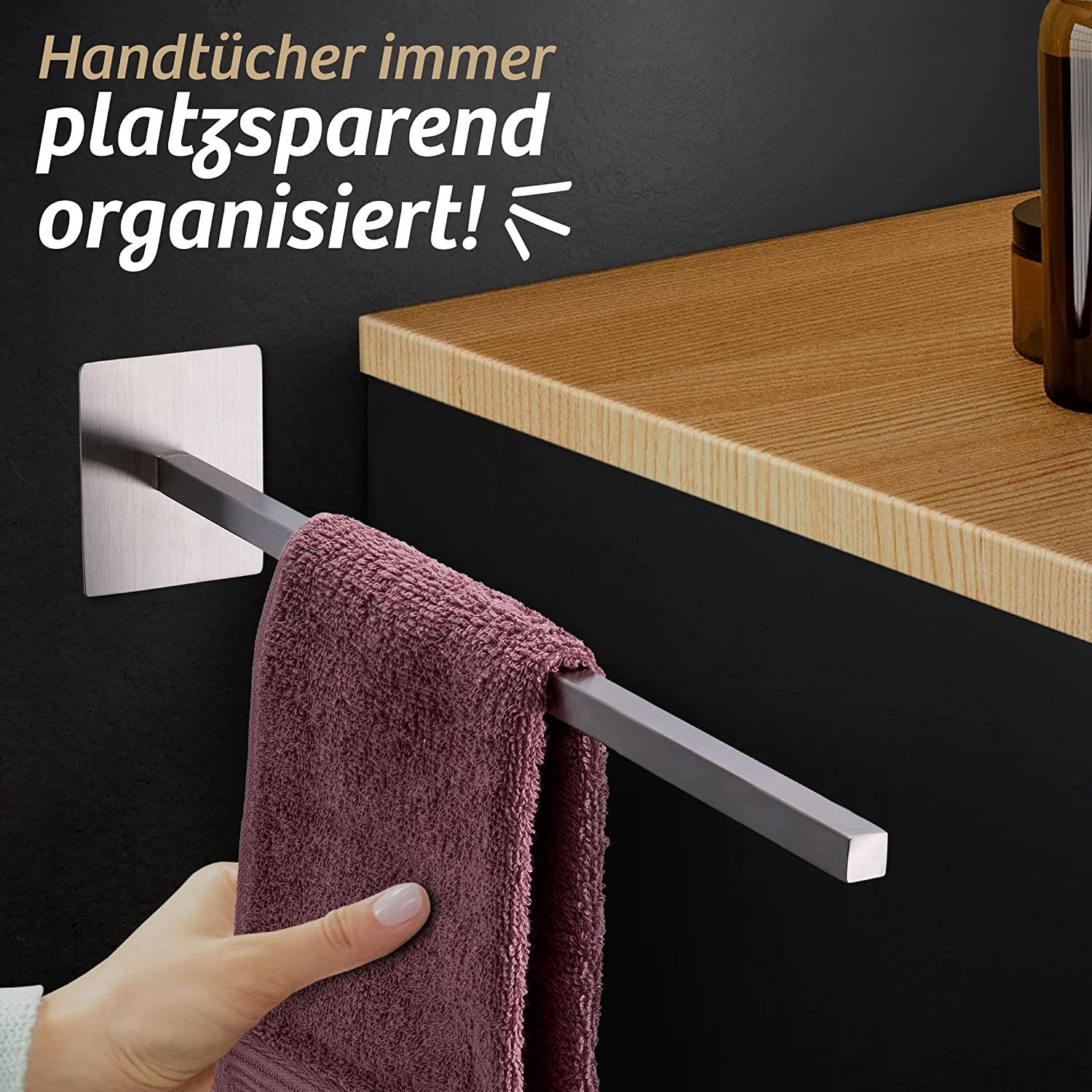 Praknu Handtuchstange Handtuchhalter ohne Bohren Einarmig - 40cm - Rostfrei günstig online kaufen